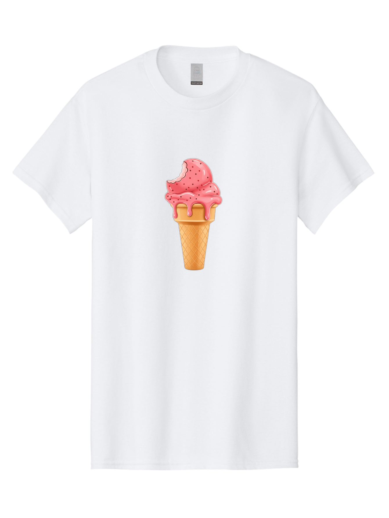 Strawberry-Ice-Cream-Cone Men'S Graphic Tee, 100% Cotton, Comfortable Casual Summer Wear, Machine Washable, Pink Strawberry Ice Cream, Melting Ice Cream, Waffle Cone, Sweet Treats, Dessert Lover, Summer Snack, Strawberry Flavor Bab473