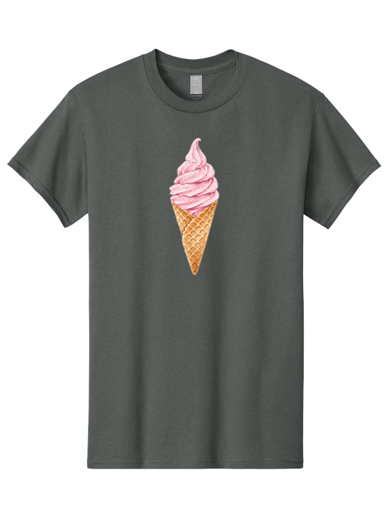 Strawberry-Soft-Serve-Cone Men'S Graphic Tee, 100% Cotton, Comfortable Casual Summer Wear, Machine Washable, Strawberry Soft-Serve Ice Cream, Waffle Cone, Sweet Treat, Dessert, Pink Ice Cream, Summer Snack, Frozen Yogurt, Cone, Ice Cream Cone Bab474