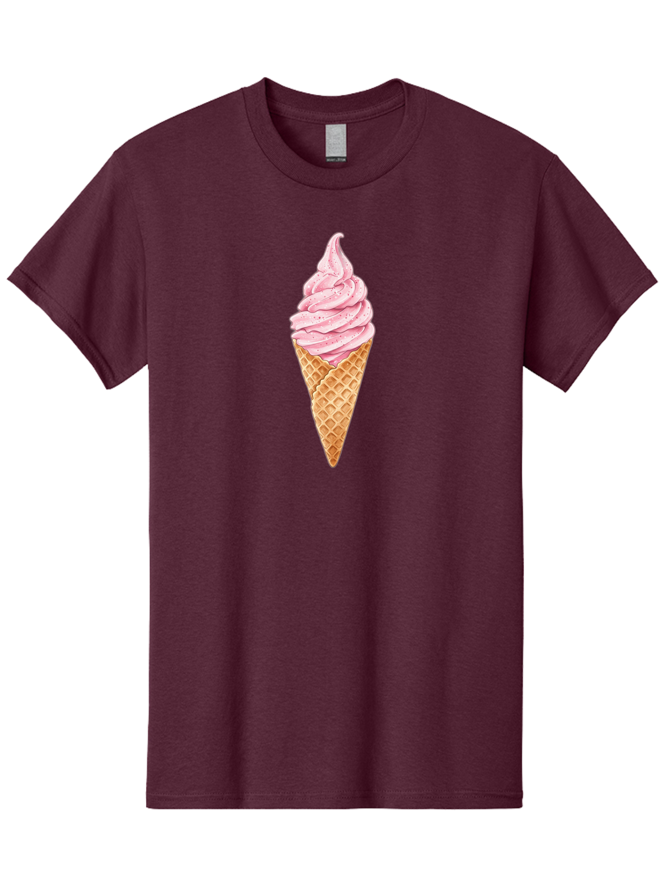 Strawberry-Soft-Serve-Cone Men'S Graphic Tee, 100% Cotton, Comfortable Casual Summer Wear, Machine Washable, Strawberry Soft-Serve Ice Cream, Waffle Cone, Sweet Treat, Dessert, Pink Ice Cream, Summer Snack, Frozen Yogurt, Cone, Ice Cream Cone Bab474