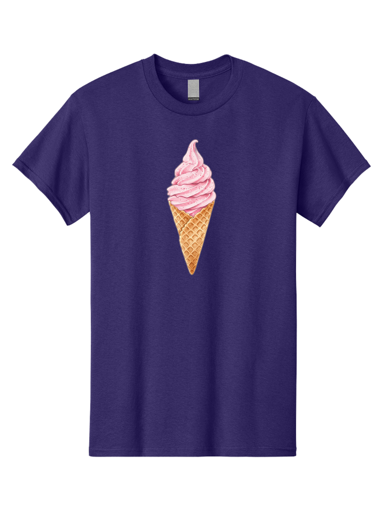 Strawberry-Soft-Serve-Cone Men'S Graphic Tee, 100% Cotton, Comfortable Casual Summer Wear, Machine Washable, Strawberry Soft-Serve Ice Cream, Waffle Cone, Sweet Treat, Dessert, Pink Ice Cream, Summer Snack, Frozen Yogurt, Cone, Ice Cream Cone Bab474