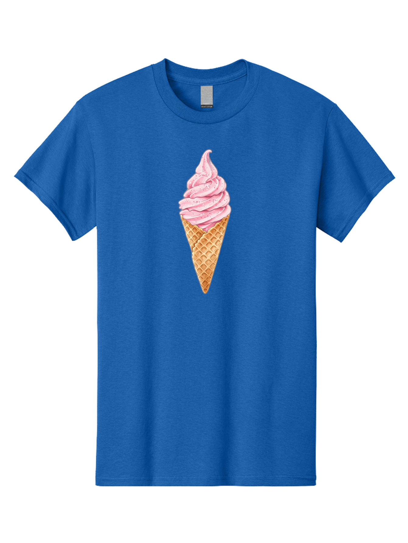 Strawberry-Soft-Serve-Cone Men'S Graphic Tee, 100% Cotton, Comfortable Casual Summer Wear, Machine Washable, Strawberry Soft-Serve Ice Cream, Waffle Cone, Sweet Treat, Dessert, Pink Ice Cream, Summer Snack, Frozen Yogurt, Cone, Ice Cream Cone Bab474