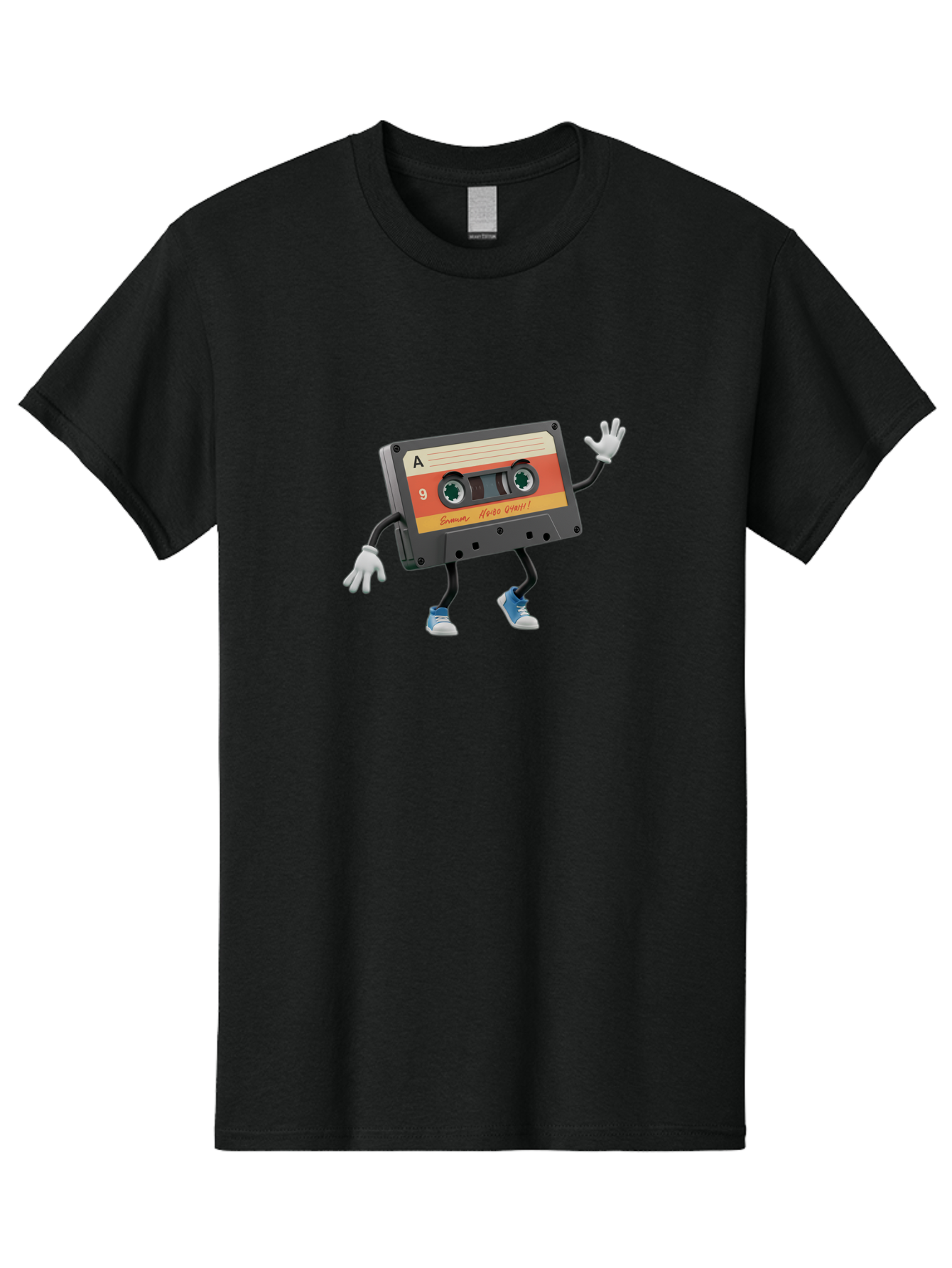 Summer-Hero-1999-Cassette Men'S Graphic Tee, 100% Cotton, Comfortable Casual Summer Wear, Machine Washable, Vintage Cassette Tape, Retro Music, Summer Hero 1999, Cartoon Character, Black And Orange Label, Nostalgic Vibe, Retro Tech, 90S Music, Bab476
