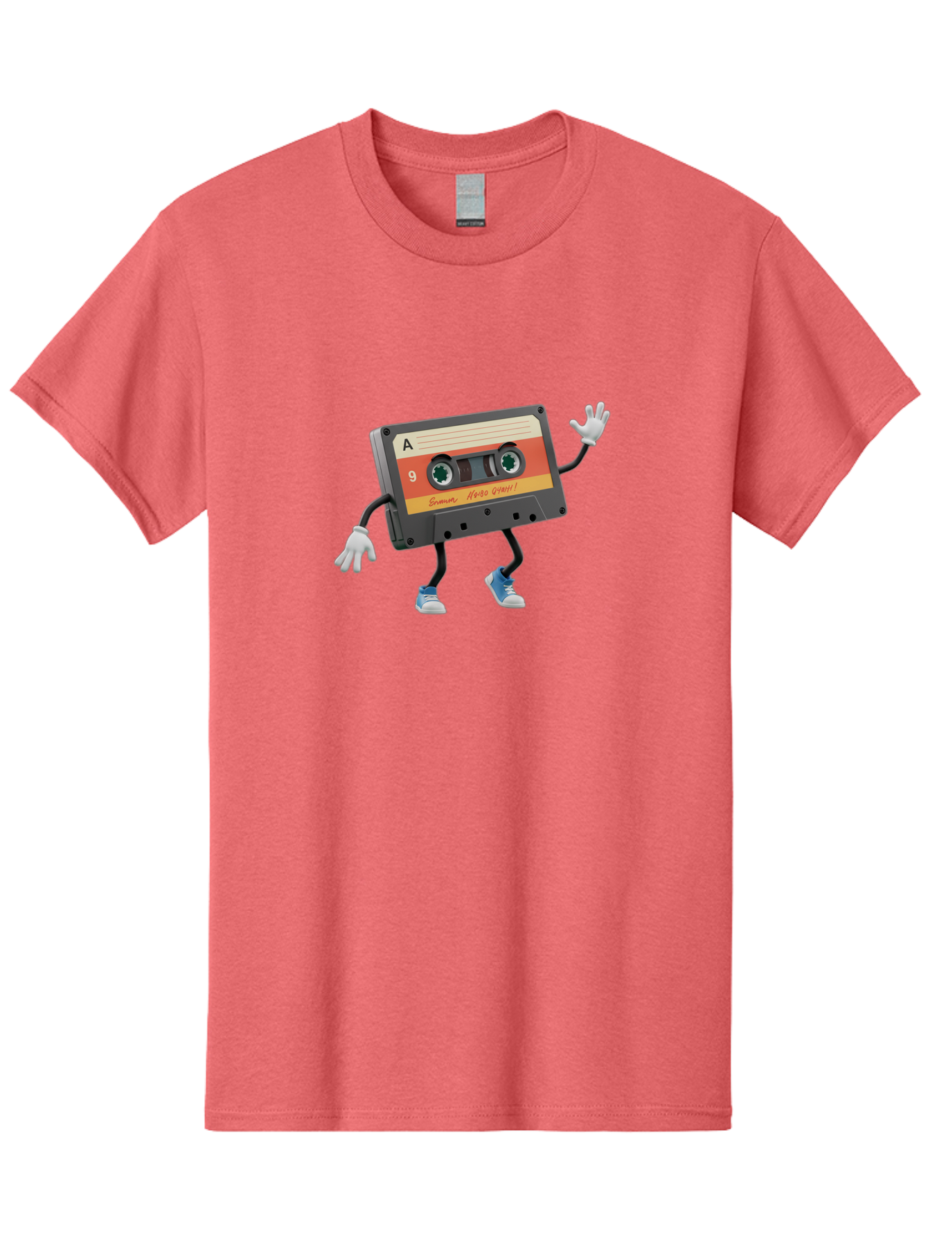 Summer-Hero-1999-Cassette Men'S Graphic Tee, 100% Cotton, Comfortable Casual Summer Wear, Machine Washable, Vintage Cassette Tape, Retro Music, Summer Hero 1999, Cartoon Character, Black And Orange Label, Nostalgic Vibe, Retro Tech, 90S Music, Bab476