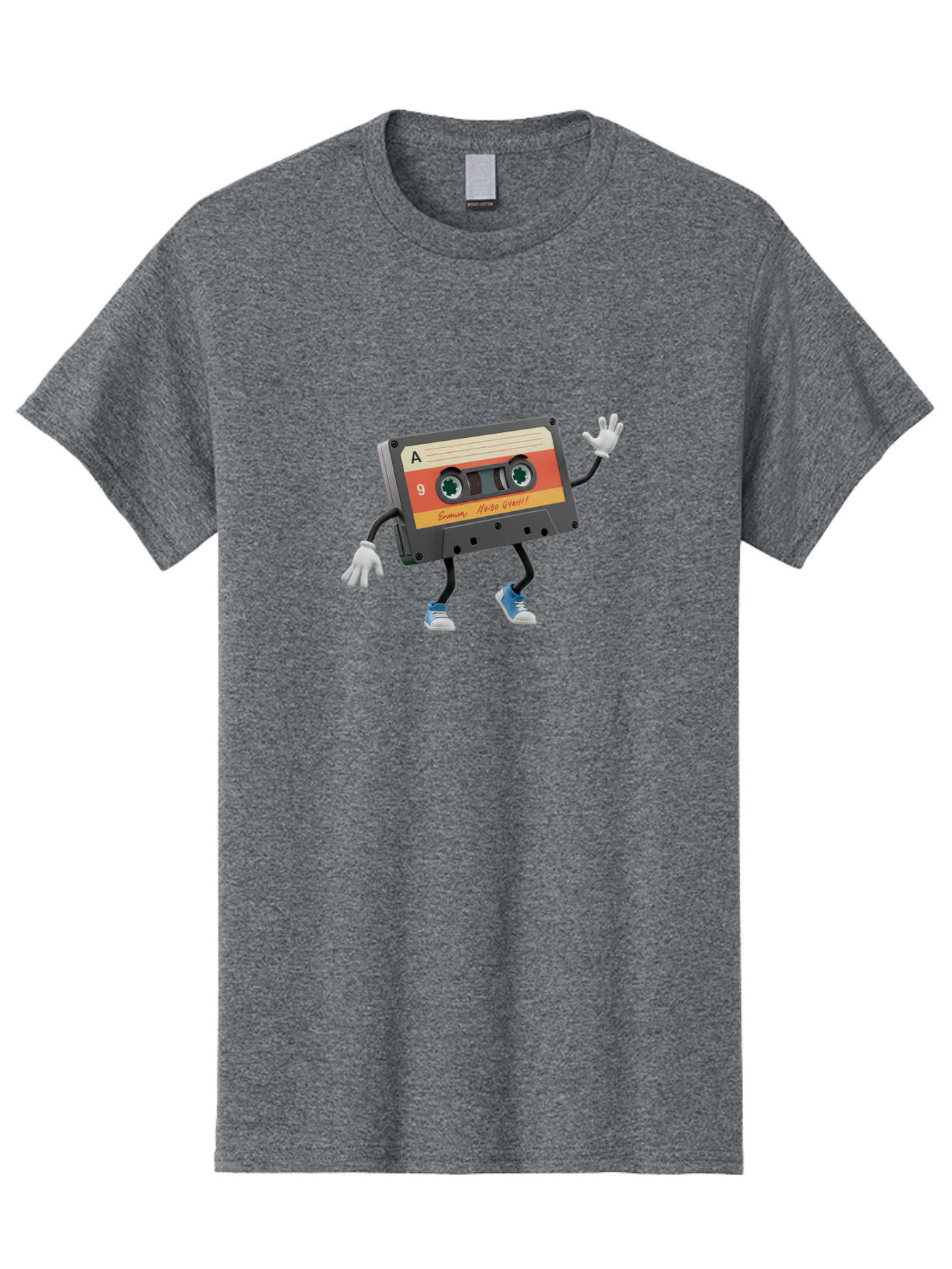 Summer-Hero-1999-Cassette Men'S Graphic Tee, 100% Cotton, Comfortable Casual Summer Wear, Machine Washable, Vintage Cassette Tape, Retro Music, Summer Hero 1999, Cartoon Character, Black And Orange Label, Nostalgic Vibe, Retro Tech, 90S Music, Bab476