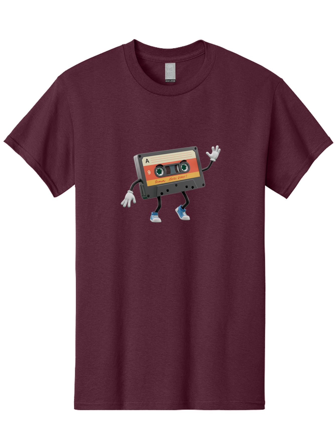 Summer-Hero-1999-Cassette Men'S Graphic Tee, 100% Cotton, Comfortable Casual Summer Wear, Machine Washable, Vintage Cassette Tape, Retro Music, Summer Hero 1999, Cartoon Character, Black And Orange Label, Nostalgic Vibe, Retro Tech, 90S Music, Bab476