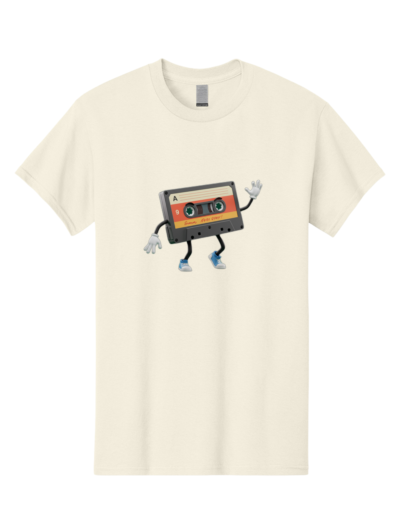 Summer-Hero-1999-Cassette Men'S Graphic Tee, 100% Cotton, Comfortable Casual Summer Wear, Machine Washable, Vintage Cassette Tape, Retro Music, Summer Hero 1999, Cartoon Character, Black And Orange Label, Nostalgic Vibe, Retro Tech, 90S Music, Bab476