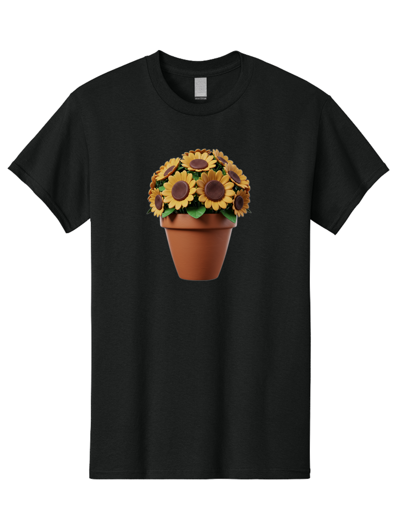 Sunflowers-In-Terracotta-Pot Men'S Graphic Tee, 100% Cotton, Comfortable Casual Summer Wear, Machine Washable, Sunflowers In Terracotta Pot, Yellow Flowers, Floral Arrangement, Potted Plants, Garden Decor, Home Decor, Artificial Flowers, Bab479