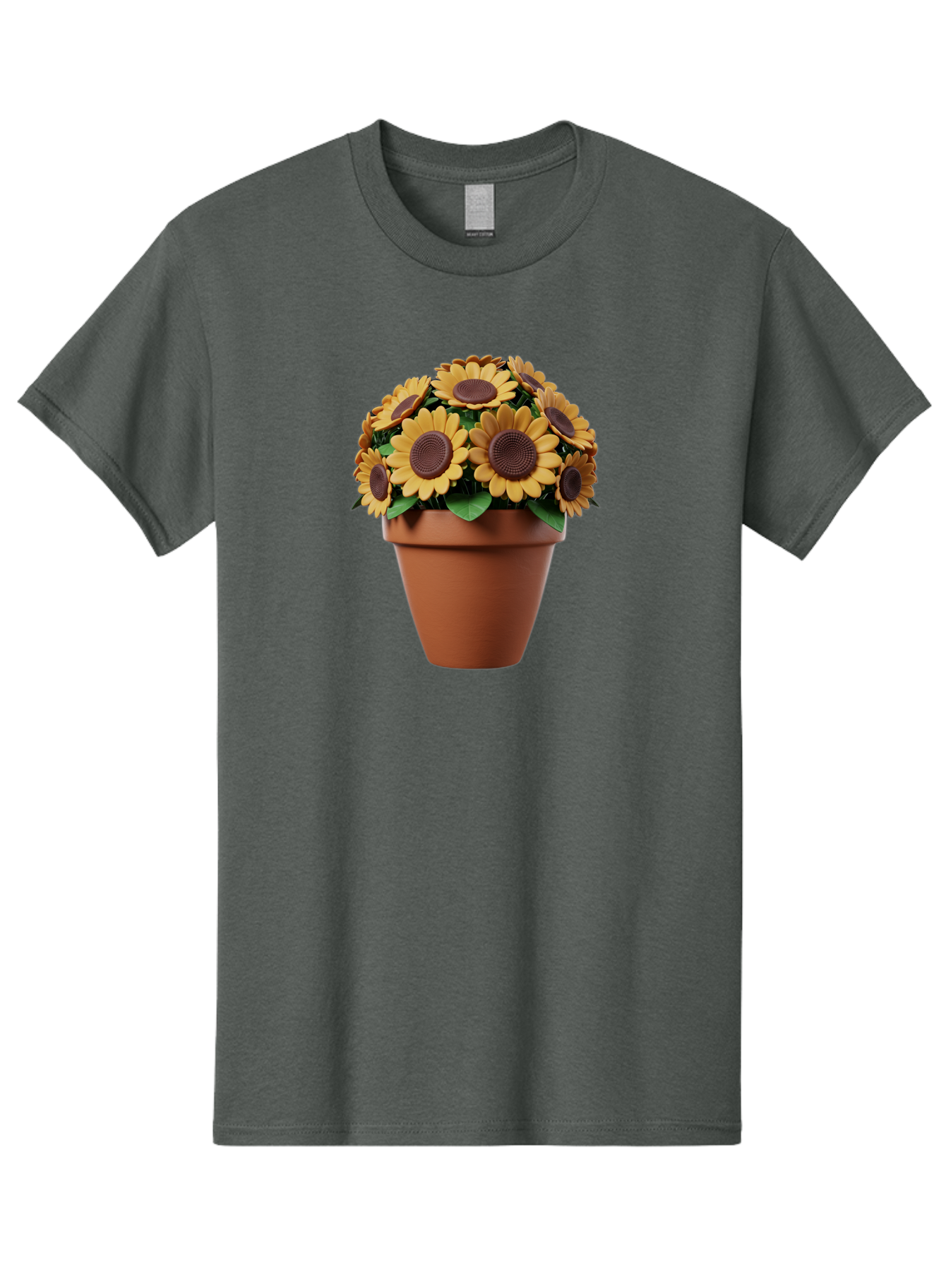 Sunflowers-In-Terracotta-Pot Men'S Graphic Tee, 100% Cotton, Comfortable Casual Summer Wear, Machine Washable, Sunflowers In Terracotta Pot, Yellow Flowers, Floral Arrangement, Potted Plants, Garden Decor, Home Decor, Artificial Flowers, Bab479