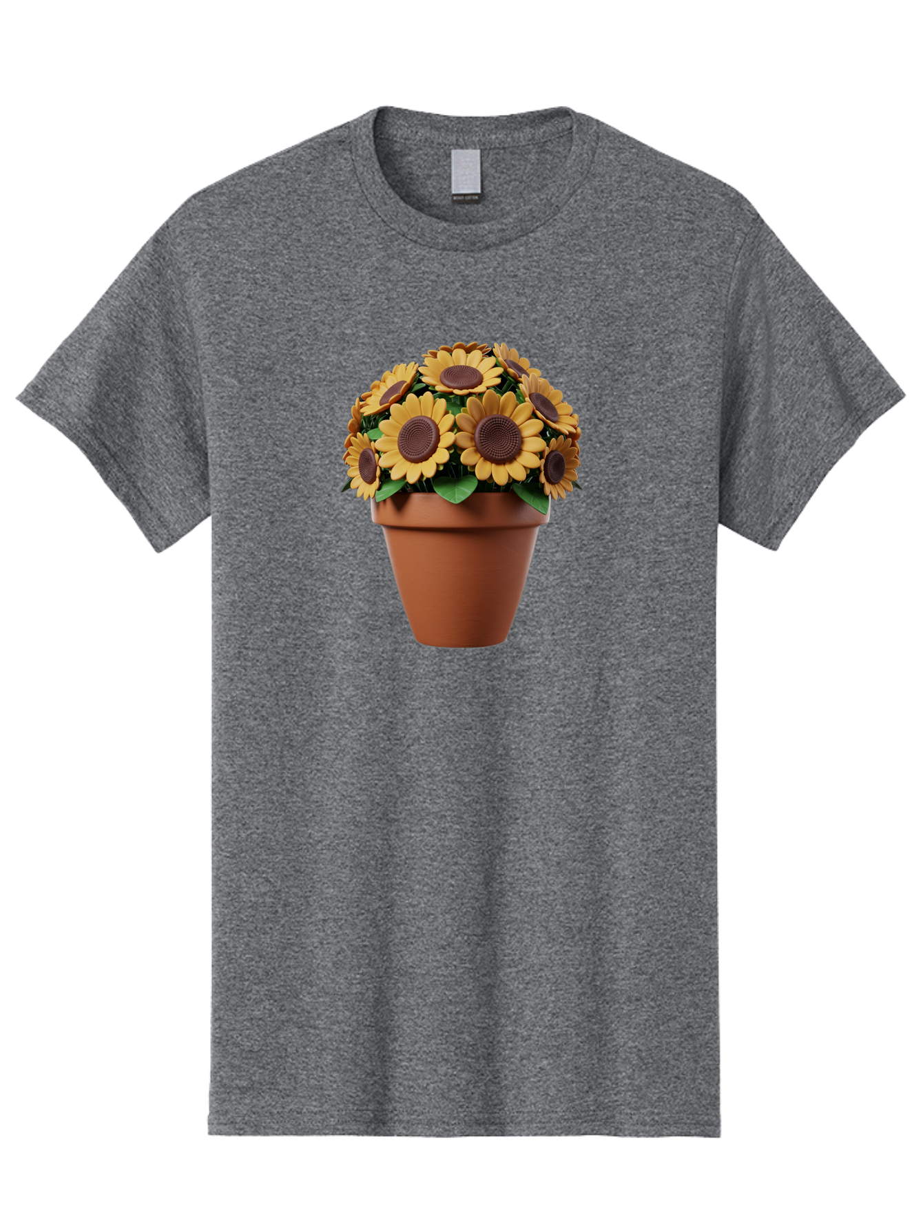 Sunflowers-In-Terracotta-Pot Men'S Graphic Tee, 100% Cotton, Comfortable Casual Summer Wear, Machine Washable, Sunflowers In Terracotta Pot, Yellow Flowers, Floral Arrangement, Potted Plants, Garden Decor, Home Decor, Artificial Flowers, Bab479