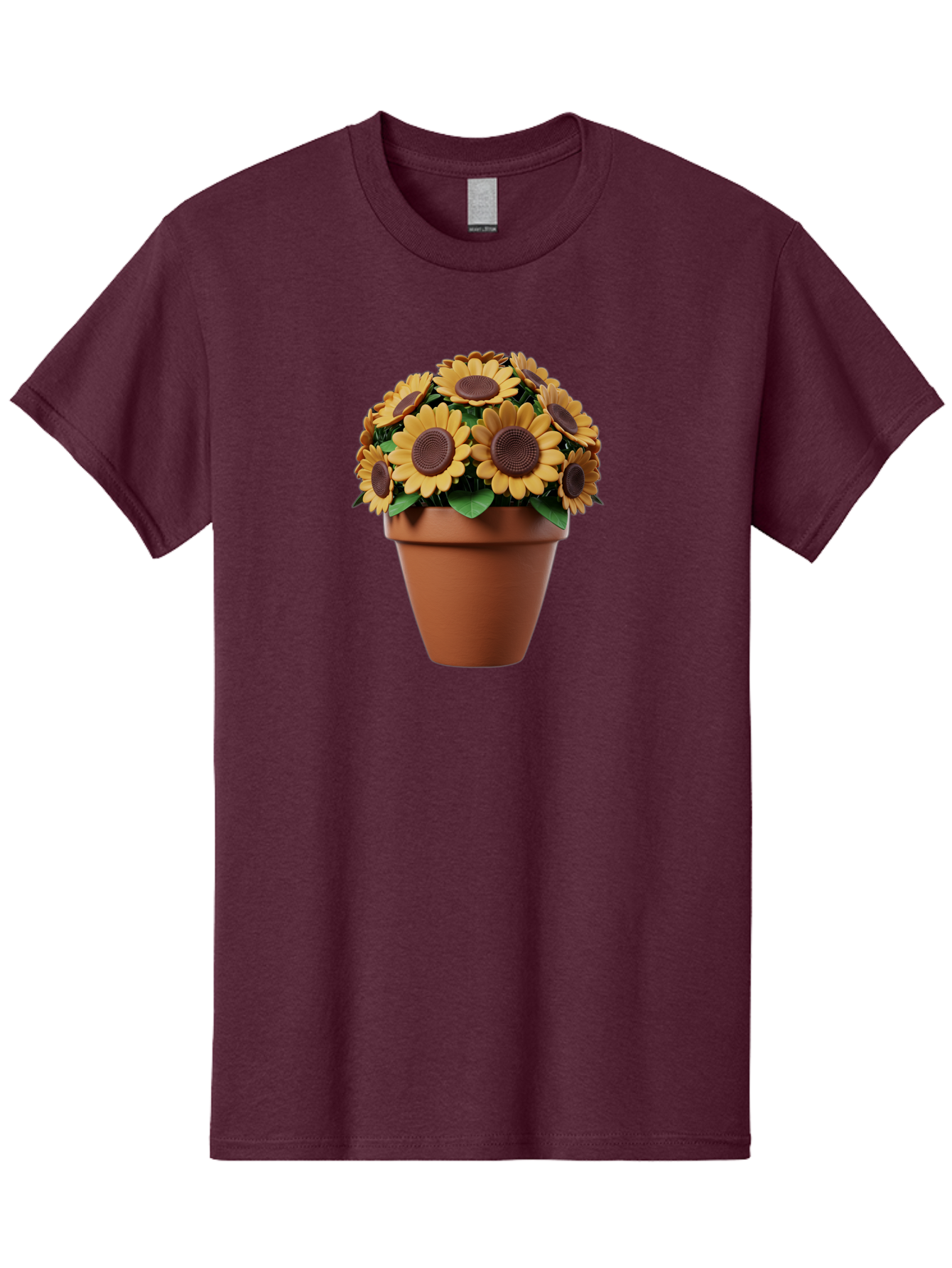 Sunflowers-In-Terracotta-Pot Men'S Graphic Tee, 100% Cotton, Comfortable Casual Summer Wear, Machine Washable, Sunflowers In Terracotta Pot, Yellow Flowers, Floral Arrangement, Potted Plants, Garden Decor, Home Decor, Artificial Flowers, Bab479