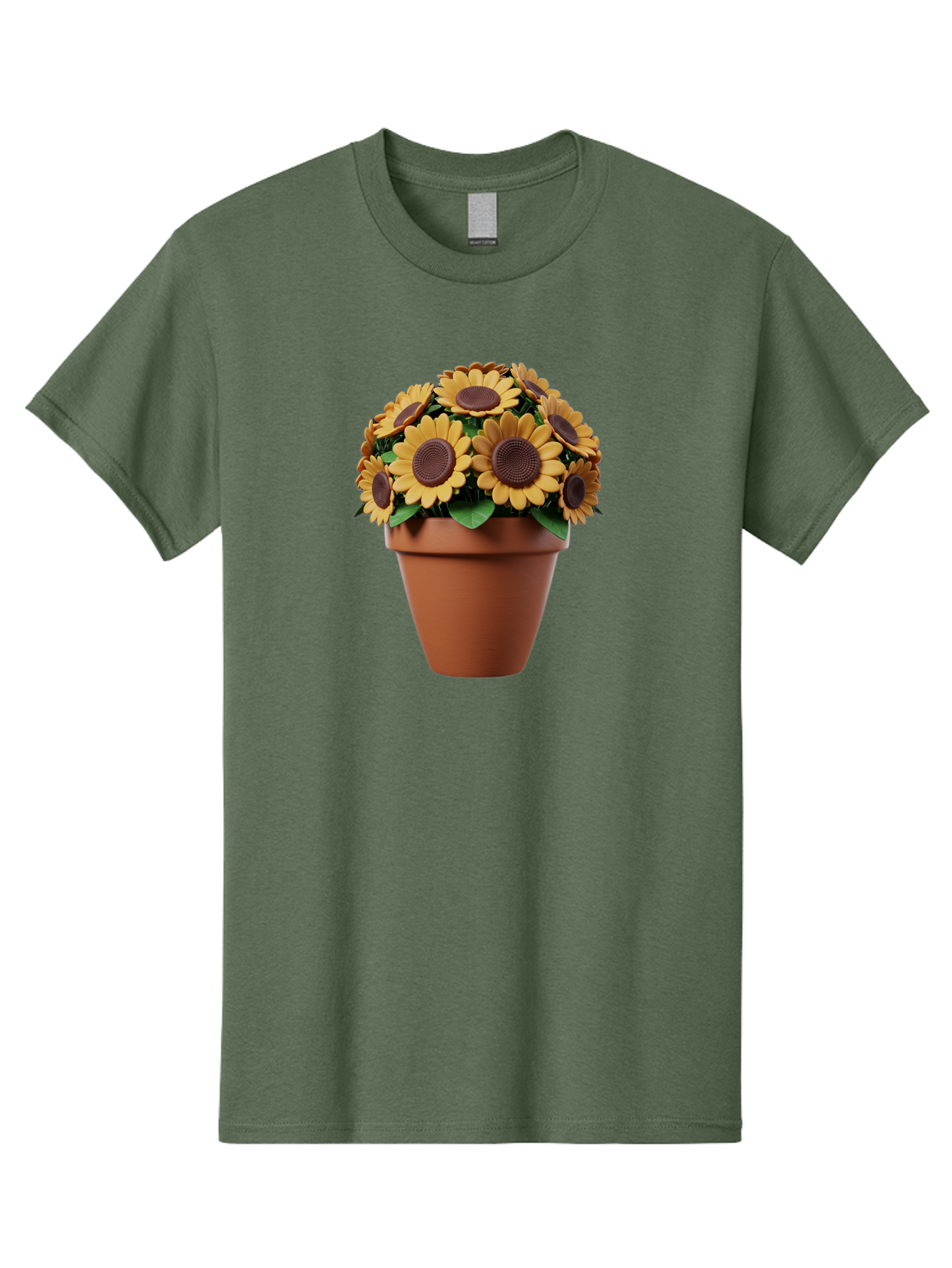 Sunflowers-In-Terracotta-Pot Men'S Graphic Tee, 100% Cotton, Comfortable Casual Summer Wear, Machine Washable, Sunflowers In Terracotta Pot, Yellow Flowers, Floral Arrangement, Potted Plants, Garden Decor, Home Decor, Artificial Flowers, Bab479