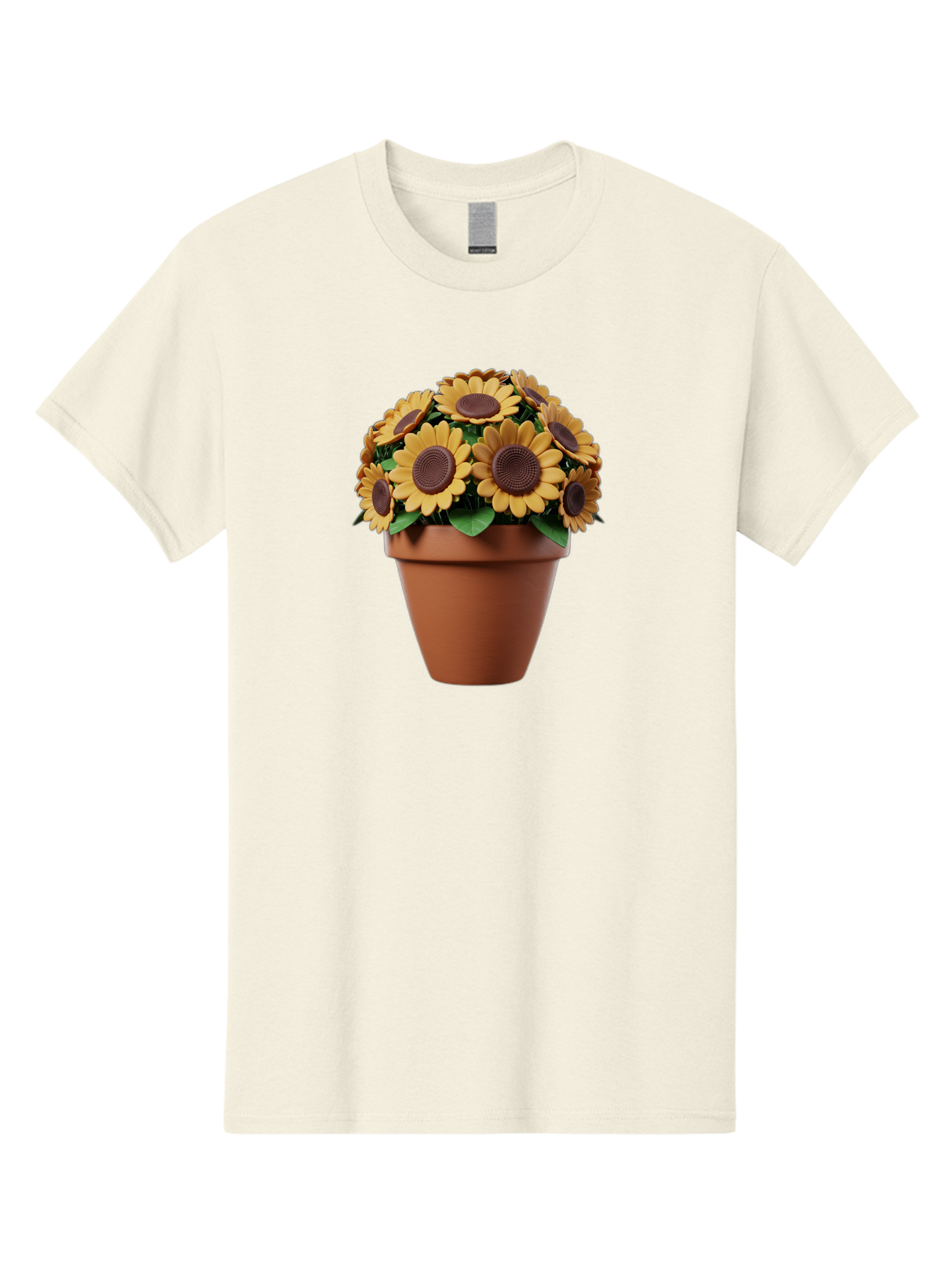 Sunflowers-In-Terracotta-Pot Men'S Graphic Tee, 100% Cotton, Comfortable Casual Summer Wear, Machine Washable, Sunflowers In Terracotta Pot, Yellow Flowers, Floral Arrangement, Potted Plants, Garden Decor, Home Decor, Artificial Flowers, Bab479