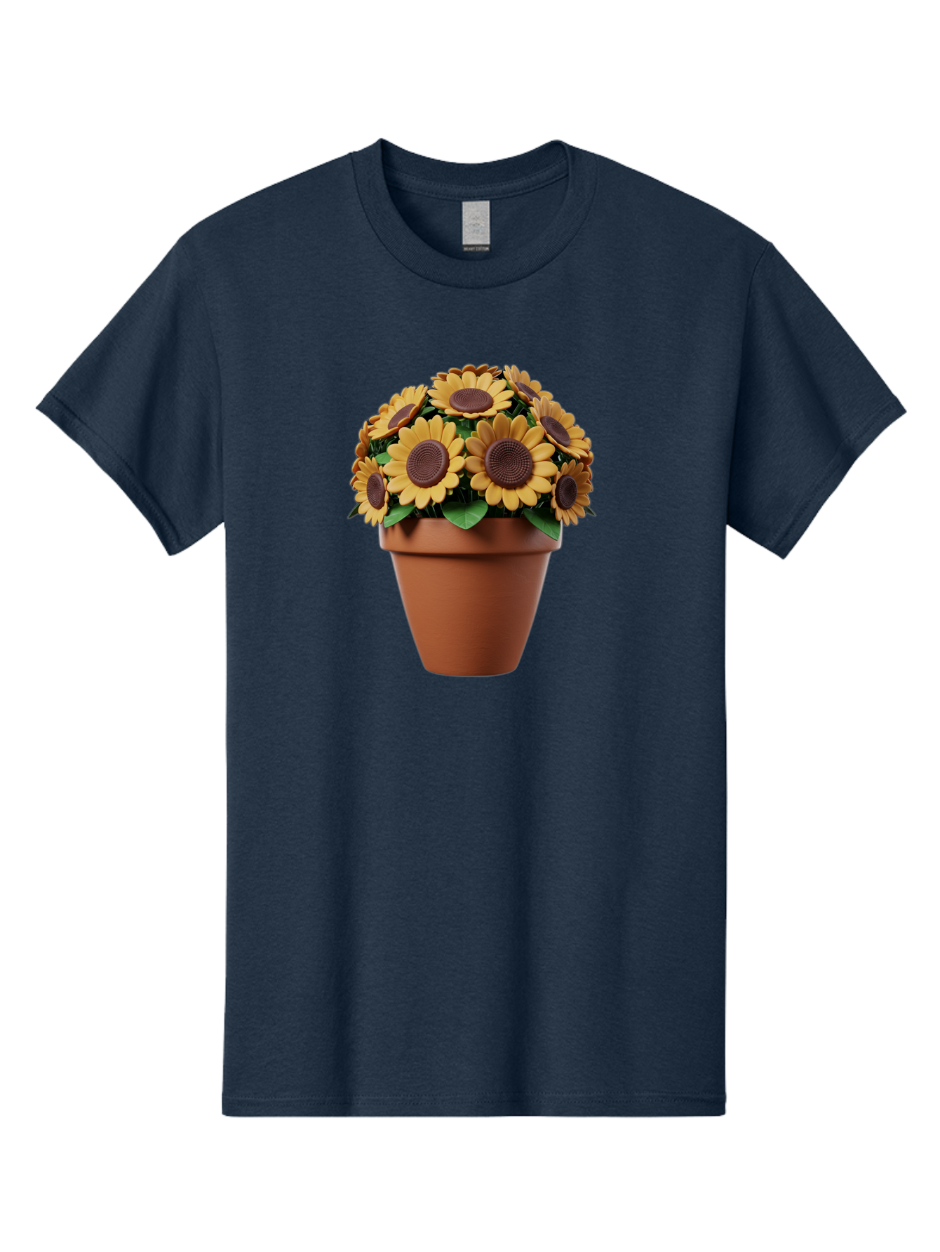 Sunflowers-In-Terracotta-Pot Men'S Graphic Tee, 100% Cotton, Comfortable Casual Summer Wear, Machine Washable, Sunflowers In Terracotta Pot, Yellow Flowers, Floral Arrangement, Potted Plants, Garden Decor, Home Decor, Artificial Flowers, Bab479