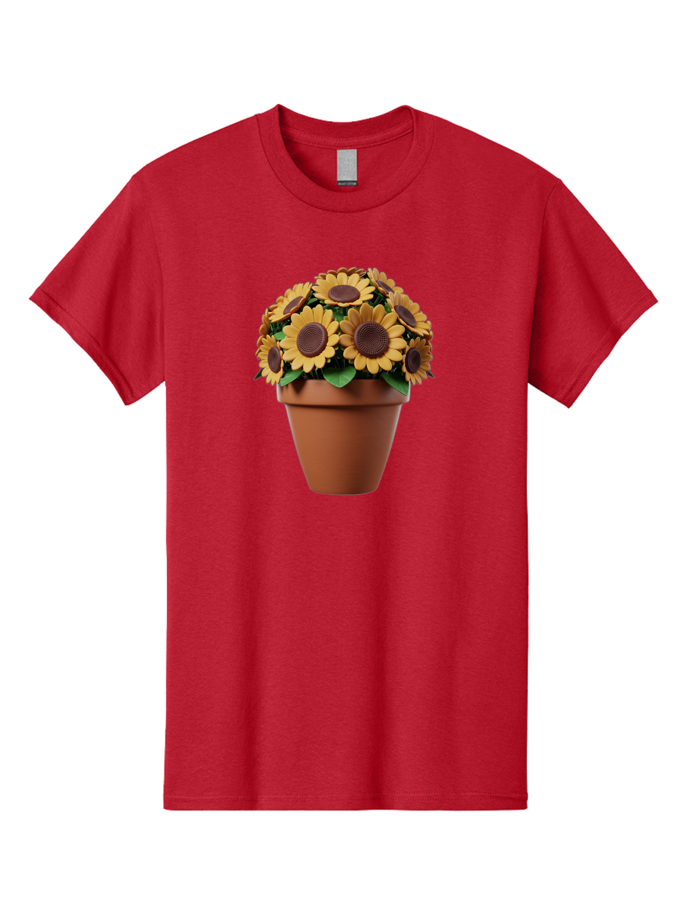Sunflowers-In-Terracotta-Pot Men'S Graphic Tee, 100% Cotton, Comfortable Casual Summer Wear, Machine Washable, Sunflowers In Terracotta Pot, Yellow Flowers, Floral Arrangement, Potted Plants, Garden Decor, Home Decor, Artificial Flowers, Bab479