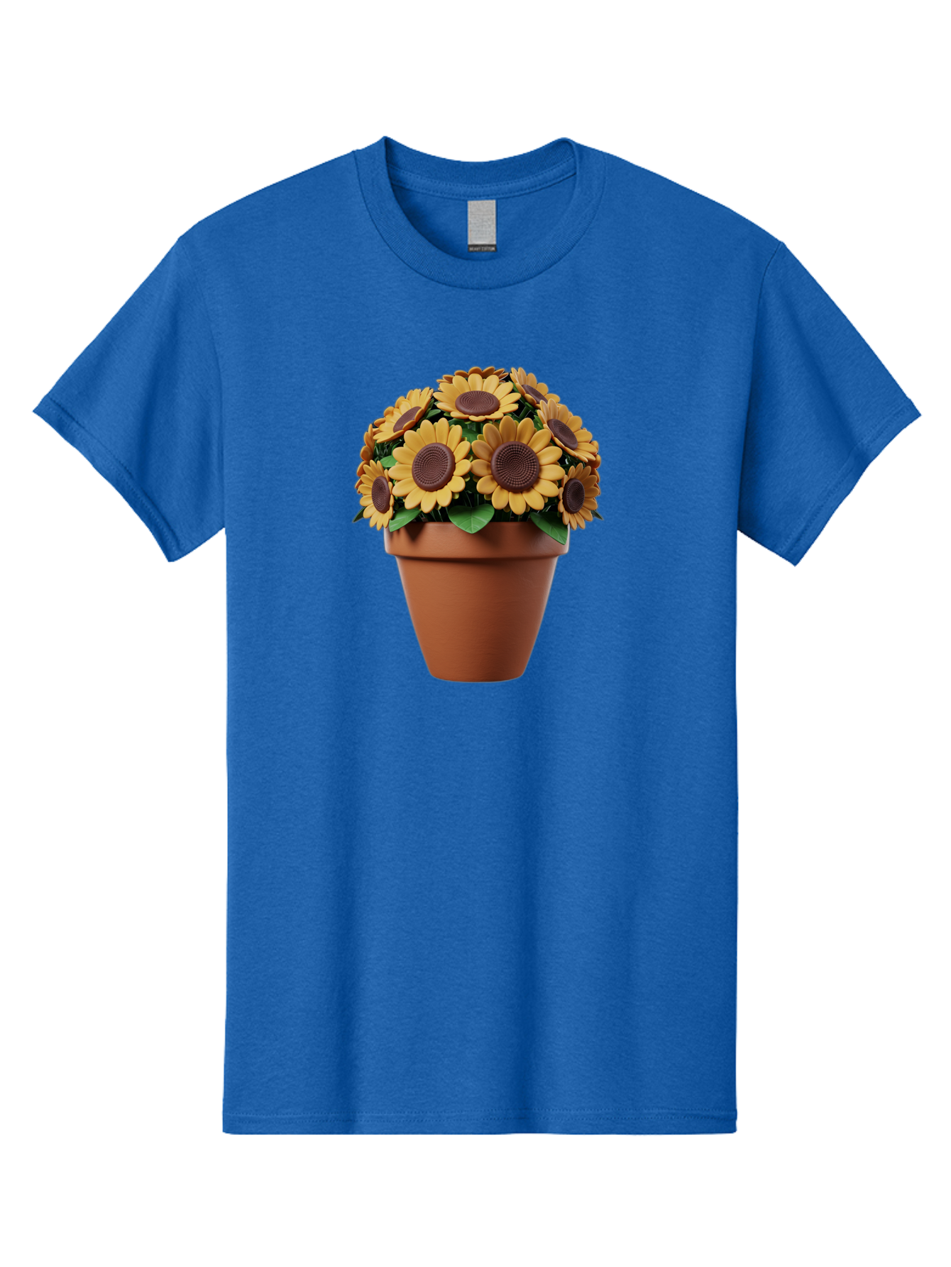 Sunflowers-In-Terracotta-Pot Men'S Graphic Tee, 100% Cotton, Comfortable Casual Summer Wear, Machine Washable, Sunflowers In Terracotta Pot, Yellow Flowers, Floral Arrangement, Potted Plants, Garden Decor, Home Decor, Artificial Flowers, Bab479
