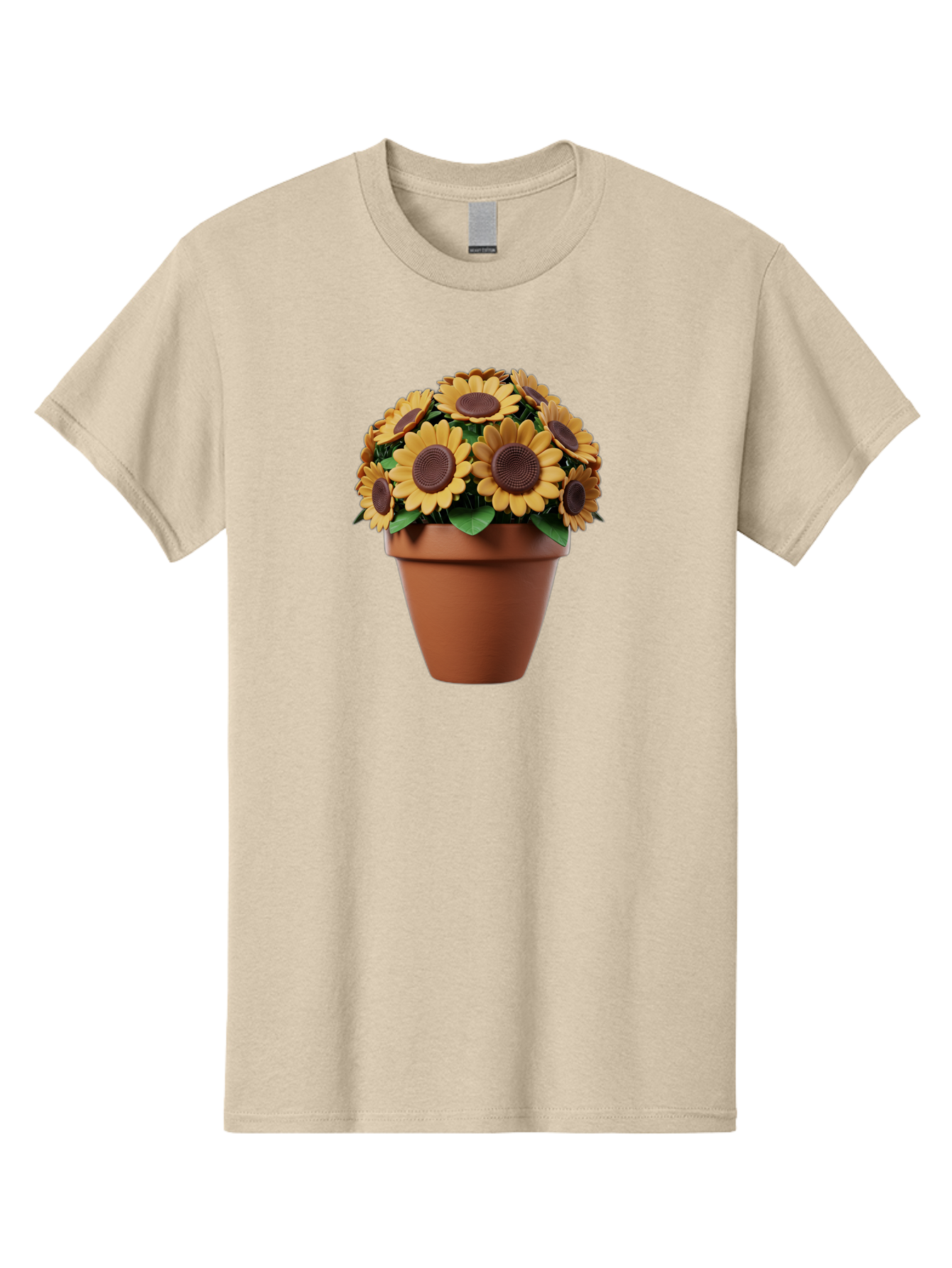 Sunflowers-In-Terracotta-Pot Men'S Graphic Tee, 100% Cotton, Comfortable Casual Summer Wear, Machine Washable, Sunflowers In Terracotta Pot, Yellow Flowers, Floral Arrangement, Potted Plants, Garden Decor, Home Decor, Artificial Flowers, Bab479
