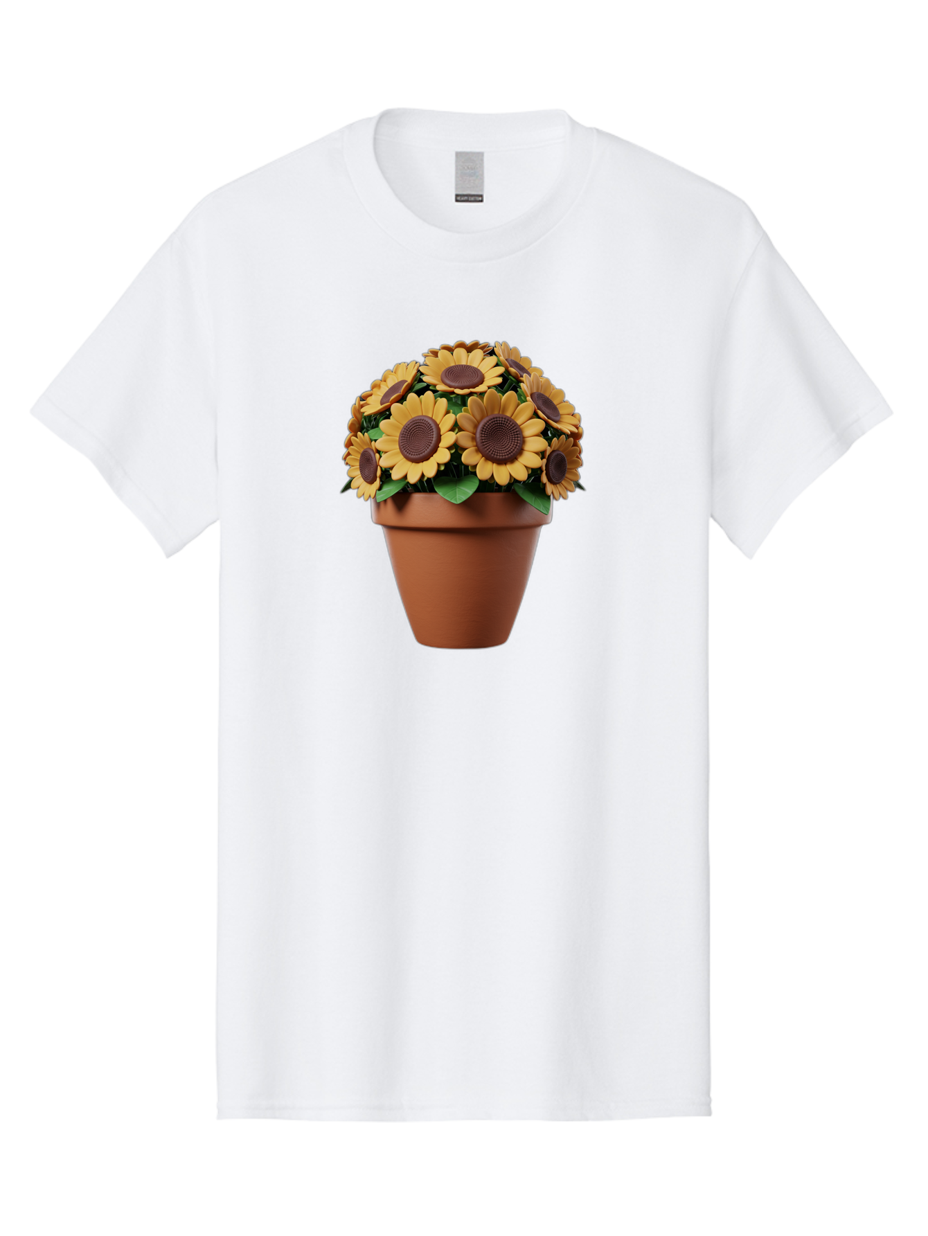 Sunflowers-In-Terracotta-Pot Men'S Graphic Tee, 100% Cotton, Comfortable Casual Summer Wear, Machine Washable, Sunflowers In Terracotta Pot, Yellow Flowers, Floral Arrangement, Potted Plants, Garden Decor, Home Decor, Artificial Flowers, Bab479