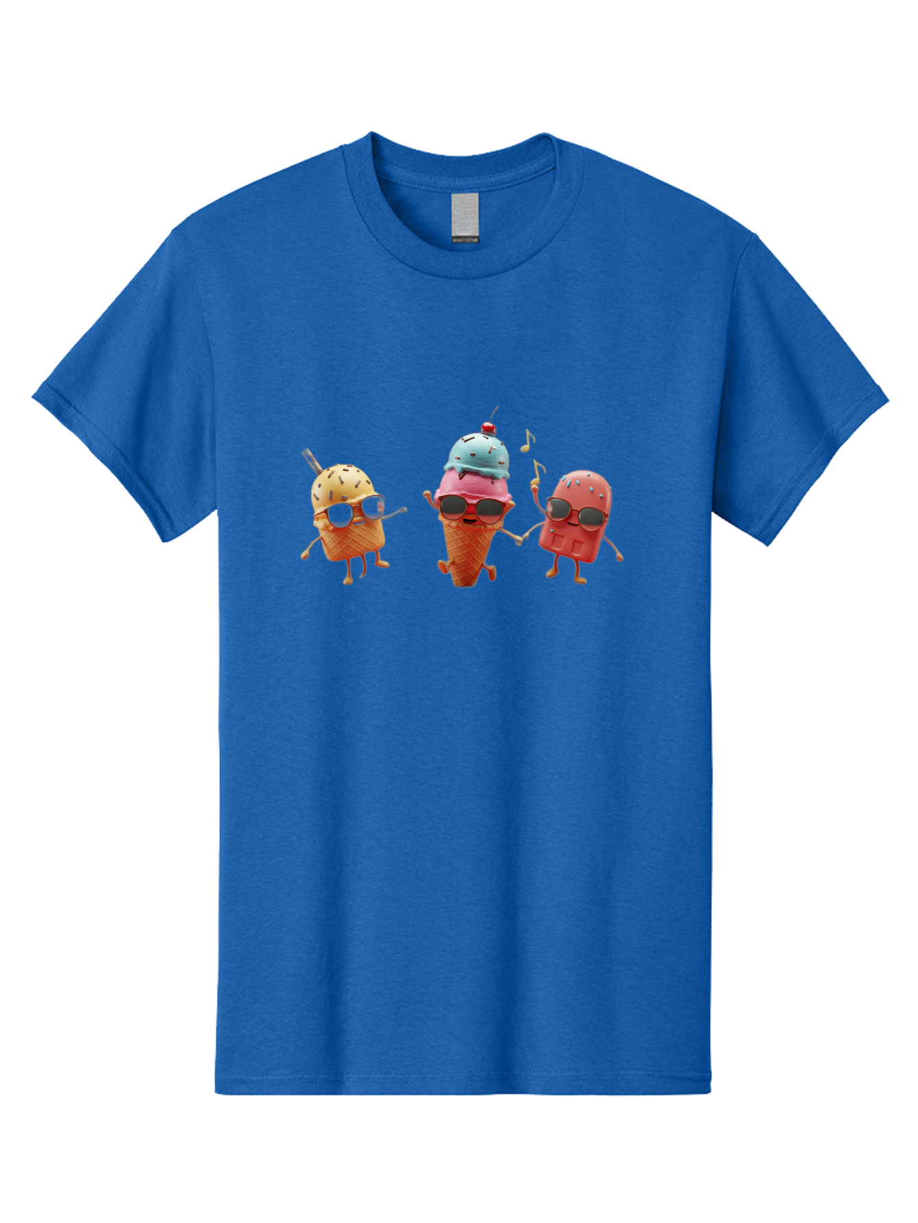 Sunglasses-Ice-Cream Men'S Graphic Tee, 100% Cotton, Comfortable Casual Summer Wear, Machine Washable, Fun Ice Cream Characters, Cool Shades, Summertime Vibes, Dancing Treats, Playful Dessert, Sweet Indulgence, Frozen Fun Bab480
