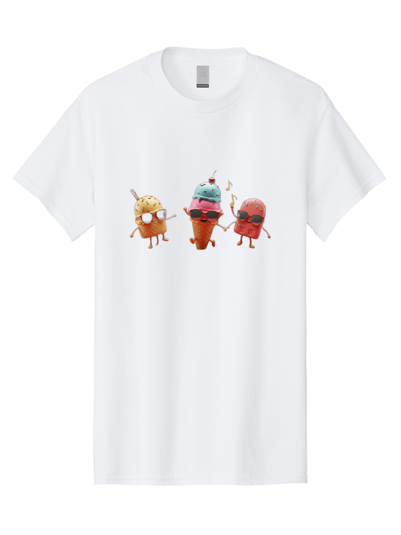 Sunglasses-Ice-Cream Men'S Graphic Tee, 100% Cotton, Comfortable Casual Summer Wear, Machine Washable, Fun Ice Cream Characters, Cool Shades, Summertime Vibes, Dancing Treats, Playful Dessert, Sweet Indulgence, Frozen Fun Bab480