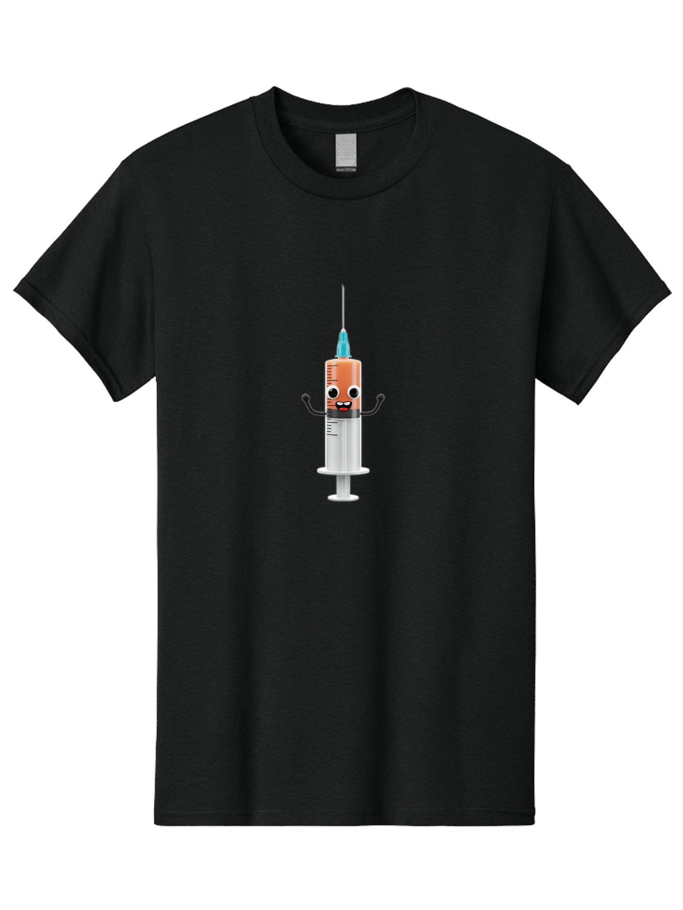 Syringe-Cartoon-Character Men'S Graphic Tee, 100% Cotton, Comfortable Casual Summer Wear, Machine Washable, Syringe Character, Vaccination, Medical Symbol, Cartoon Character, Funny Syringe, Immunization, Vaccine Representation, Health Care Bab484
