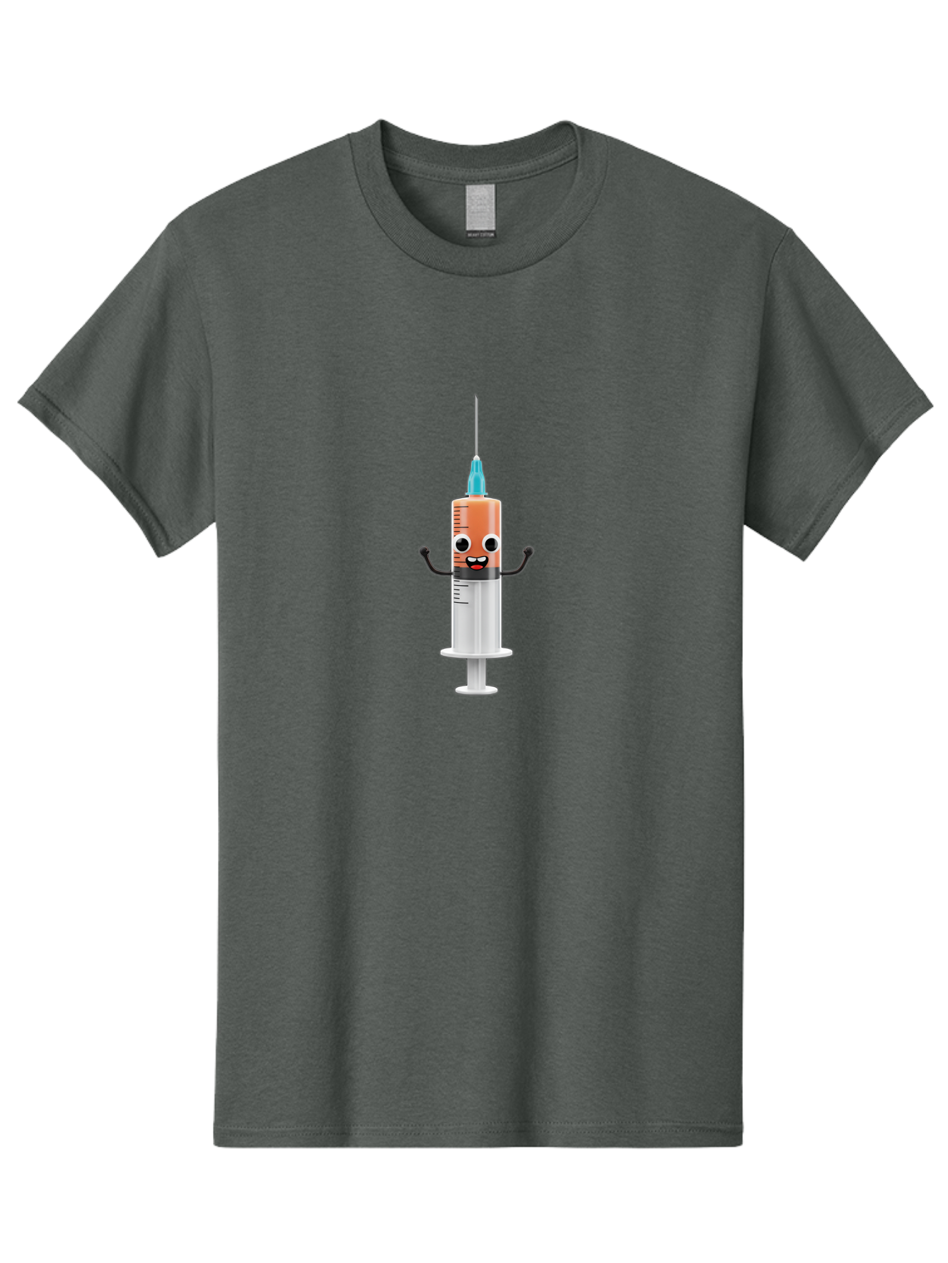 Syringe-Cartoon-Character Men'S Graphic Tee, 100% Cotton, Comfortable Casual Summer Wear, Machine Washable, Syringe Character, Vaccination, Medical Symbol, Cartoon Character, Funny Syringe, Immunization, Vaccine Representation, Health Care Bab484