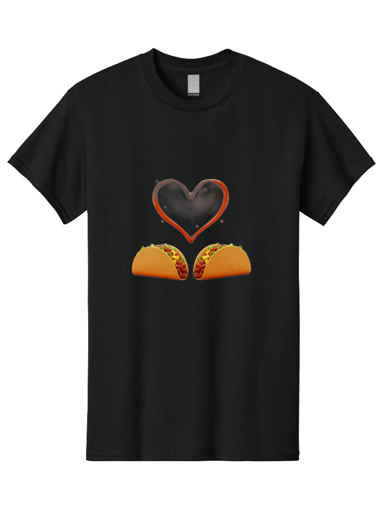 Tacos-And-Heart Men'S Graphic Tee, 100% Cotton, Comfortable Casual Summer Wear, Machine Washable, Tacos With Meat, Corn, Salsa, Love Heart, Red Outline, Delicious Food, Mexican Cuisine, Tasty Treats, Vibrant Colors, Savory Dishes Bab487