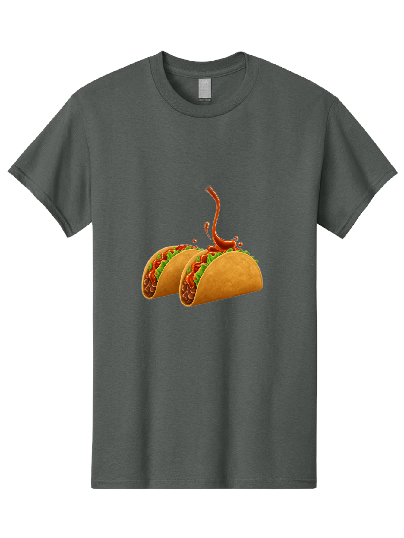 Tacos-With-Hot-Sauce Men'S Graphic Tee, 100% Cotton, Comfortable Casual Summer Wear, Machine Washable, Tacos With Lettuce, Salsa Splashing, Mexican Food, Fast Food, Taco Graphics, Vibrant Red Sauce, Crunchy Tacos, Fresh Lettuce, Salsa Splash Bab488