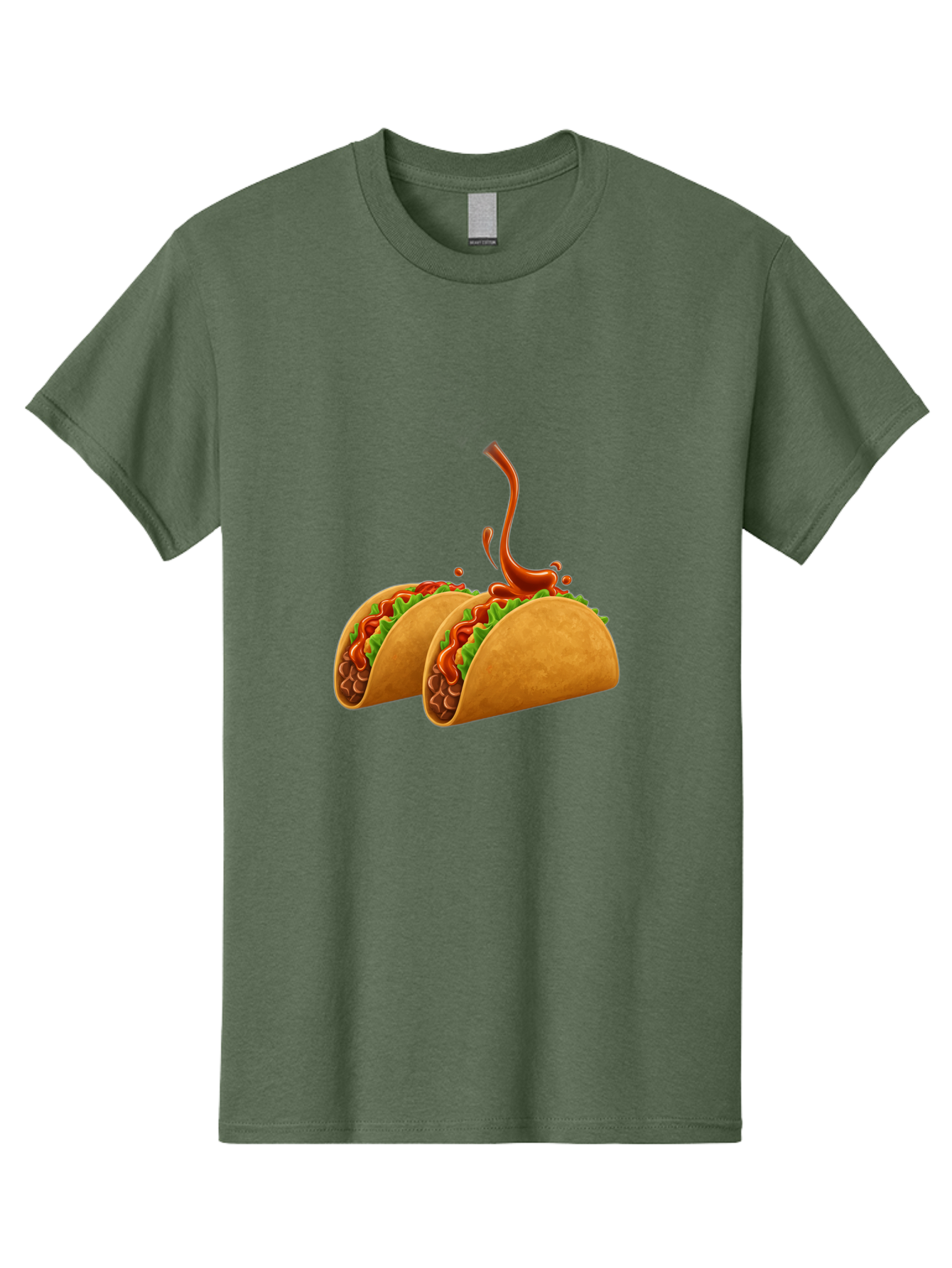 Tacos-With-Hot-Sauce Men'S Graphic Tee, 100% Cotton, Comfortable Casual Summer Wear, Machine Washable, Tacos With Lettuce, Salsa Splashing, Mexican Food, Fast Food, Taco Graphics, Vibrant Red Sauce, Crunchy Tacos, Fresh Lettuce, Salsa Splash Bab488