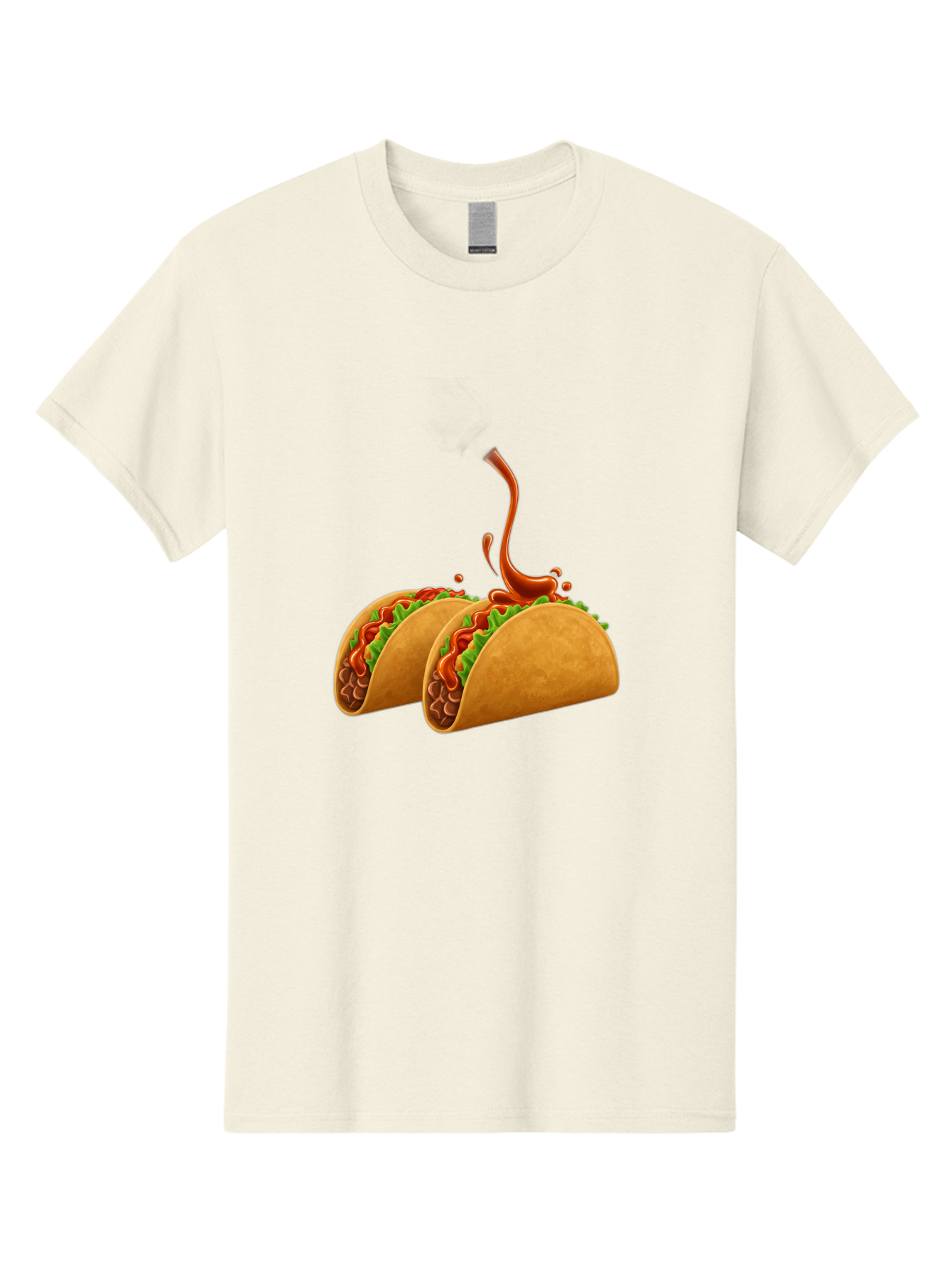 Tacos-With-Hot-Sauce Men'S Graphic Tee, 100% Cotton, Comfortable Casual Summer Wear, Machine Washable, Tacos With Lettuce, Salsa Splashing, Mexican Food, Fast Food, Taco Graphics, Vibrant Red Sauce, Crunchy Tacos, Fresh Lettuce, Salsa Splash Bab488