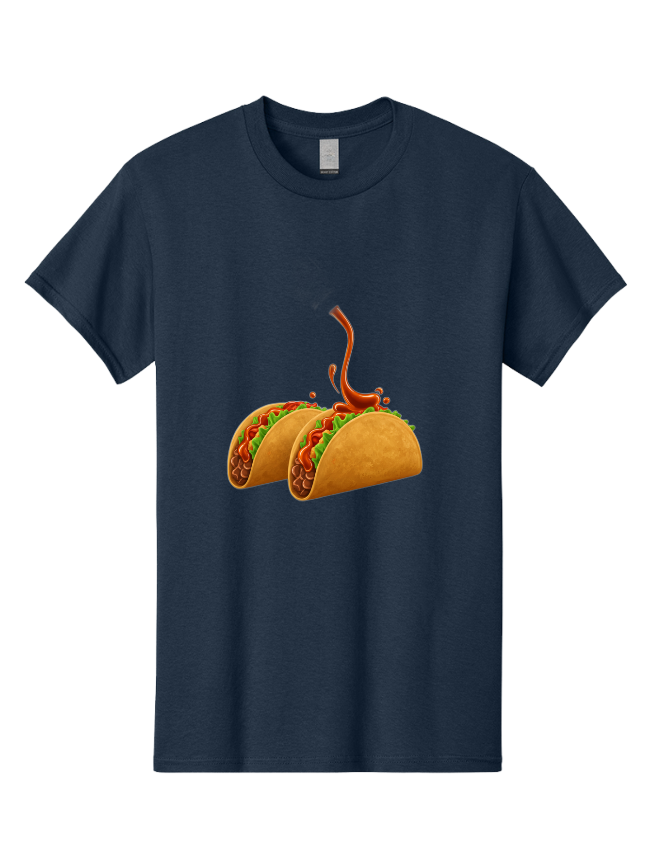 Tacos-With-Hot-Sauce Men'S Graphic Tee, 100% Cotton, Comfortable Casual Summer Wear, Machine Washable, Tacos With Lettuce, Salsa Splashing, Mexican Food, Fast Food, Taco Graphics, Vibrant Red Sauce, Crunchy Tacos, Fresh Lettuce, Salsa Splash Bab488