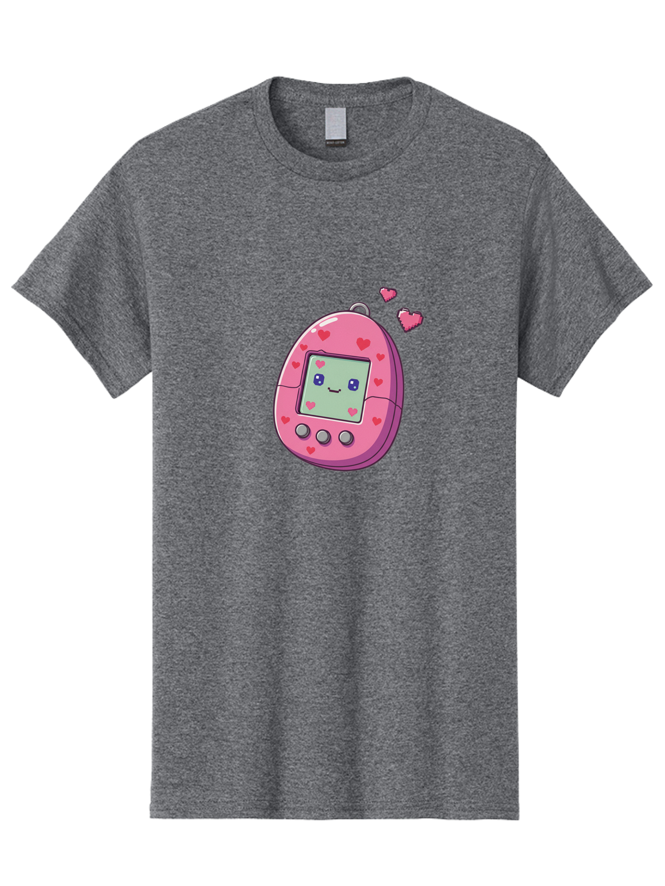 Tamagotchi-1 Men'S Graphic Tee, 100% Cotton, Comfortable Casual Summer Wear, Machine Washable, Pink Digital Pet, Heart Designs, Cute Character, Cartoon Style, Nostalgic Toy, Retro Gaming, 90S Kids, Digital Creature Bab490