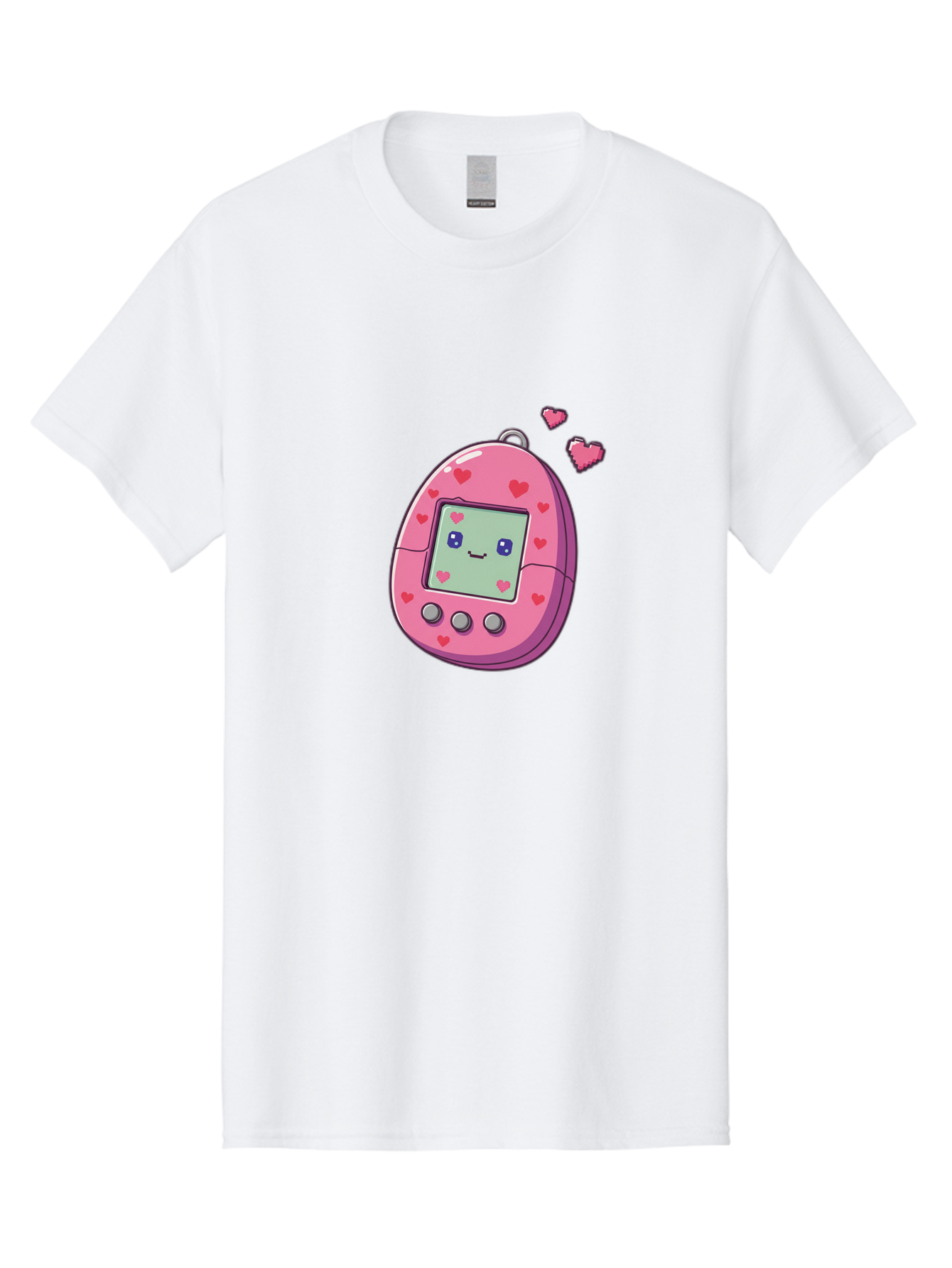Tamagotchi-1 Men'S Graphic Tee, 100% Cotton, Comfortable Casual Summer Wear, Machine Washable, Pink Digital Pet, Heart Designs, Cute Character, Cartoon Style, Nostalgic Toy, Retro Gaming, 90S Kids, Digital Creature Bab490