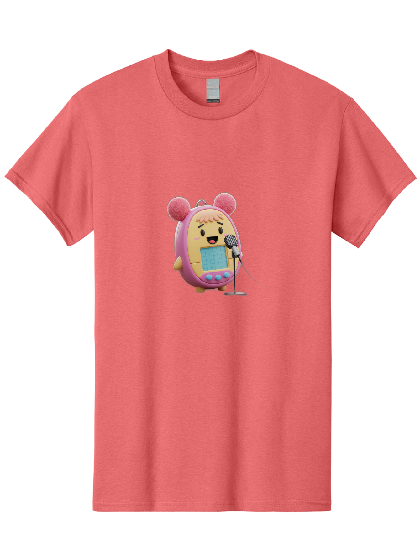 Tamagotchi-12 Men'S Graphic Tee, 100% Cotton, Comfortable Casual Summer Wear, Machine Washable, Tamagotchi Character, Singing Into Microphone, Cute Digital Pet, Pop Culture Icon, Retro Toy, Fun And Playful, Kawaii Character, Singing With Joy Bab493