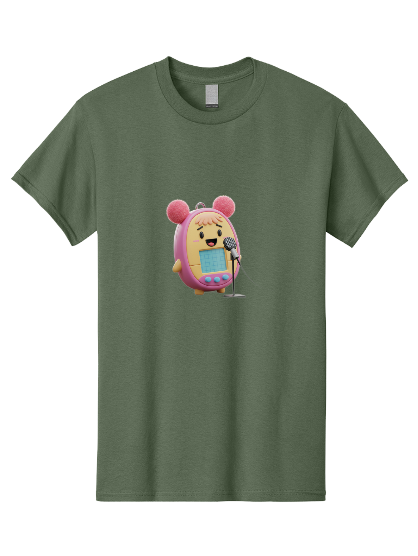 Tamagotchi-12 Men'S Graphic Tee, 100% Cotton, Comfortable Casual Summer Wear, Machine Washable, Tamagotchi Character, Singing Into Microphone, Cute Digital Pet, Pop Culture Icon, Retro Toy, Fun And Playful, Kawaii Character, Singing With Joy Bab493