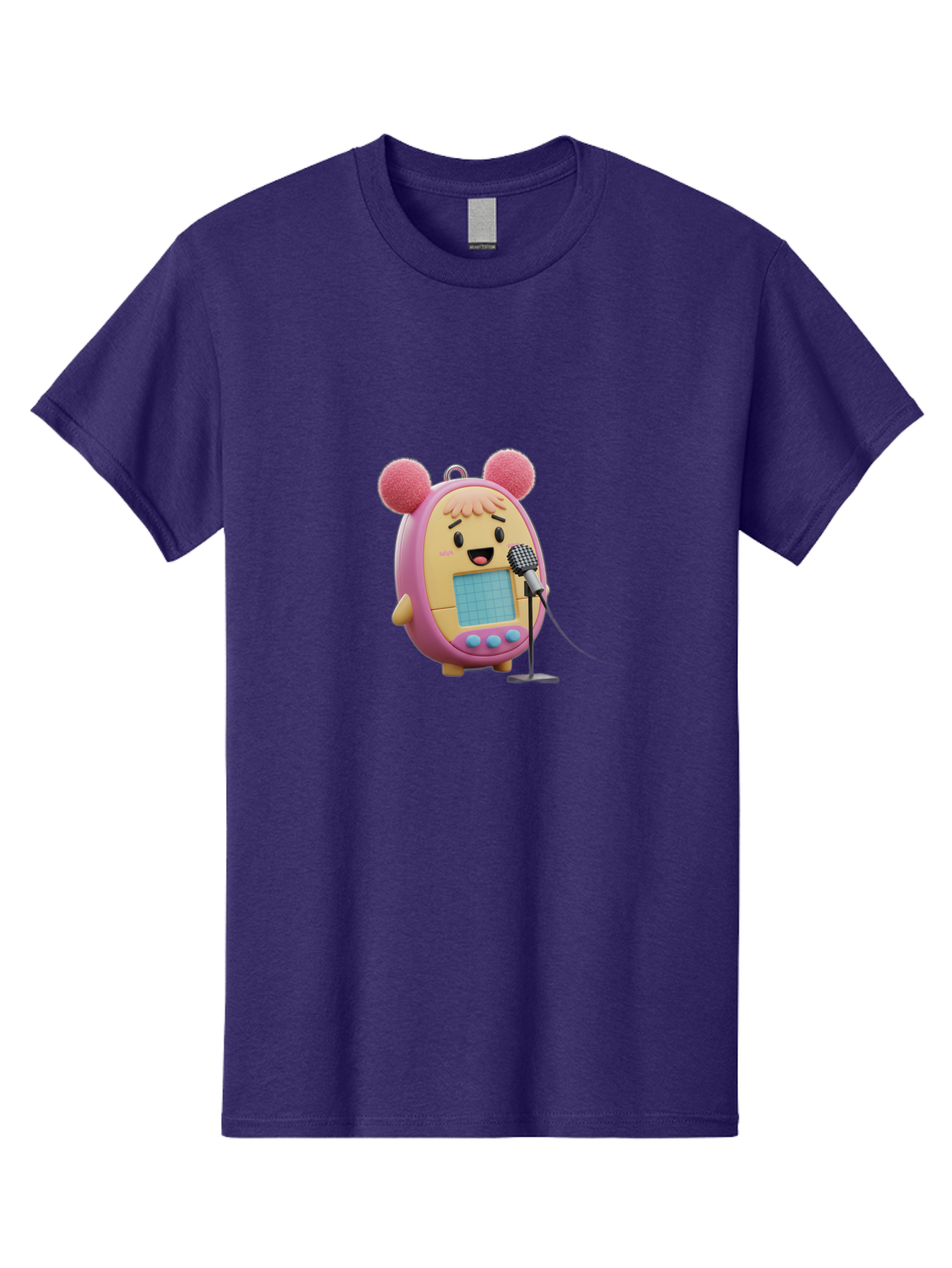 Tamagotchi-12 Men'S Graphic Tee, 100% Cotton, Comfortable Casual Summer Wear, Machine Washable, Tamagotchi Character, Singing Into Microphone, Cute Digital Pet, Pop Culture Icon, Retro Toy, Fun And Playful, Kawaii Character, Singing With Joy Bab493