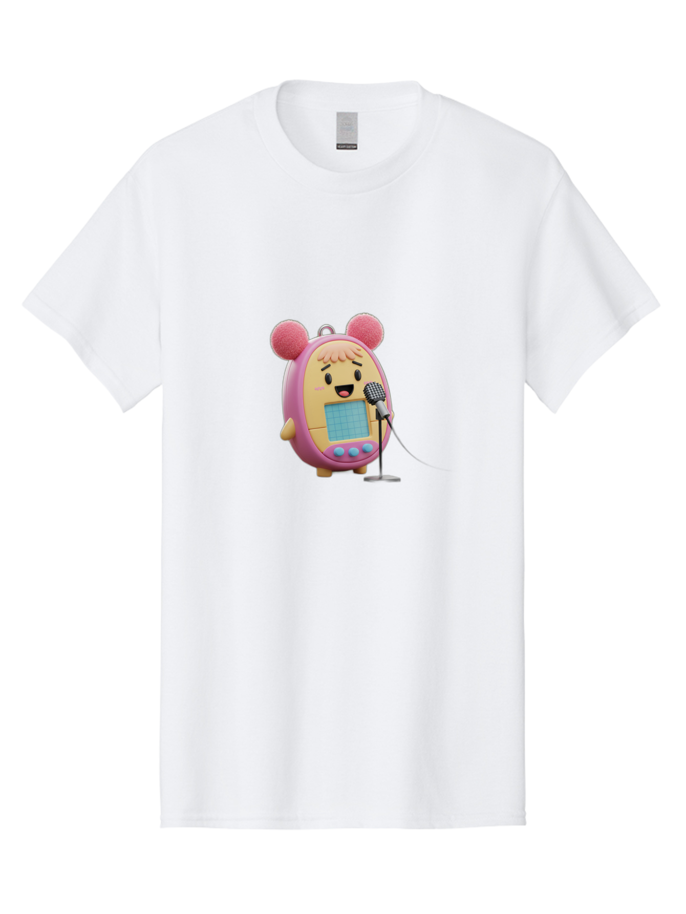 Tamagotchi-12 Men'S Graphic Tee, 100% Cotton, Comfortable Casual Summer Wear, Machine Washable, Tamagotchi Character, Singing Into Microphone, Cute Digital Pet, Pop Culture Icon, Retro Toy, Fun And Playful, Kawaii Character, Singing With Joy Bab493