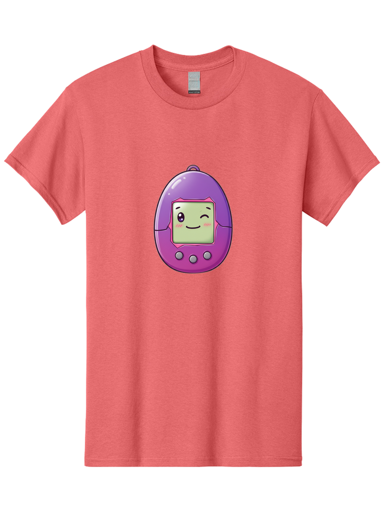 Tamagotchi-2 Men'S Graphic Tee, 100% Cotton, Comfortable Casual Summer Wear, Machine Washable, Digital Pet, Cartoon Character, Kawaii Culture, Retro Gaming, Nostalgic Toy, Egg-Shaped Device, Purple And Pink, Cute Design, 90S Nostalgia, Bab496