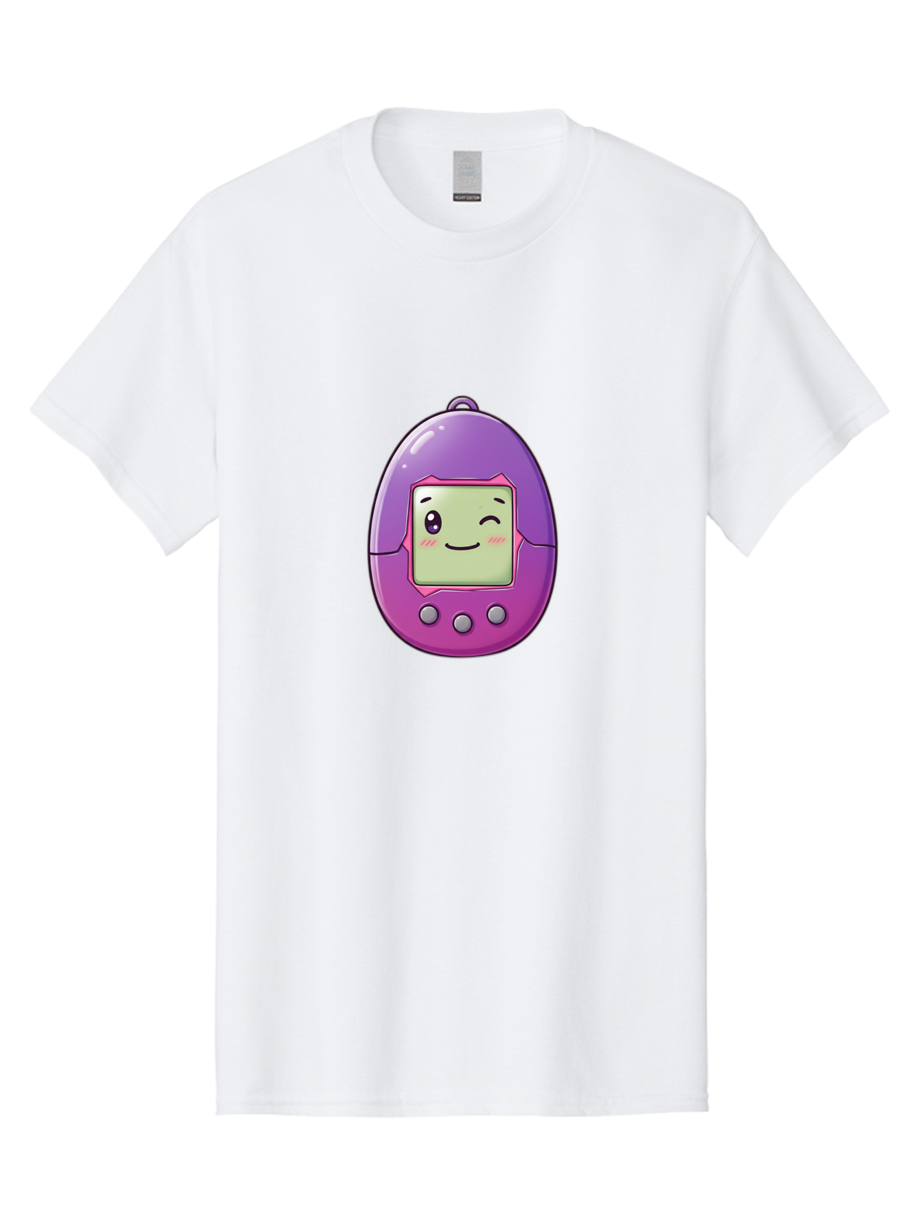 Tamagotchi-2 Men'S Graphic Tee, 100% Cotton, Comfortable Casual Summer Wear, Machine Washable, Digital Pet, Cartoon Character, Kawaii Culture, Retro Gaming, Nostalgic Toy, Egg-Shaped Device, Purple And Pink, Cute Design, 90S Nostalgia, Bab496