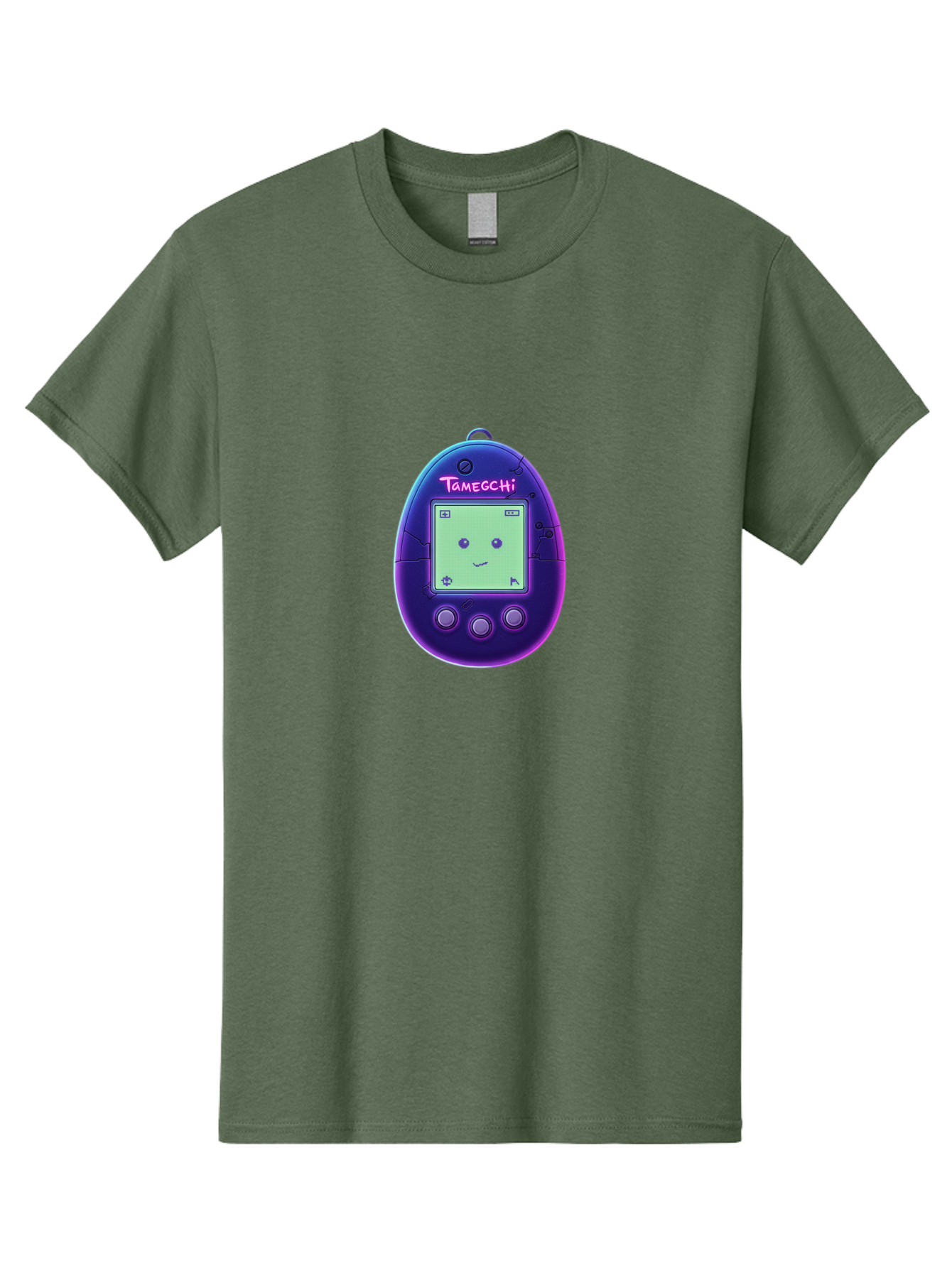 Tamagotchi-4 Men'S Graphic Tee, 100% Cotton, Comfortable Casual Summer Wear, Machine Washable, Retro Digital Pet, Handheld Game, Nostalgic Tech, Purple Egg-Shaped Device, Cute Character, Gaming Nostalgia, 90S Kids, Retro Gaming Culture Bab498