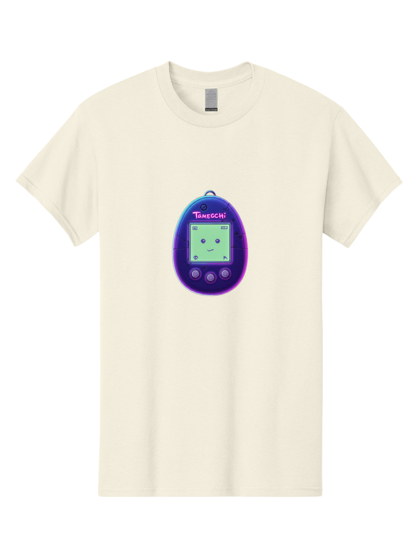 Tamagotchi-4 Men'S Graphic Tee, 100% Cotton, Comfortable Casual Summer Wear, Machine Washable, Retro Digital Pet, Handheld Game, Nostalgic Tech, Purple Egg-Shaped Device, Cute Character, Gaming Nostalgia, 90S Kids, Retro Gaming Culture Bab498