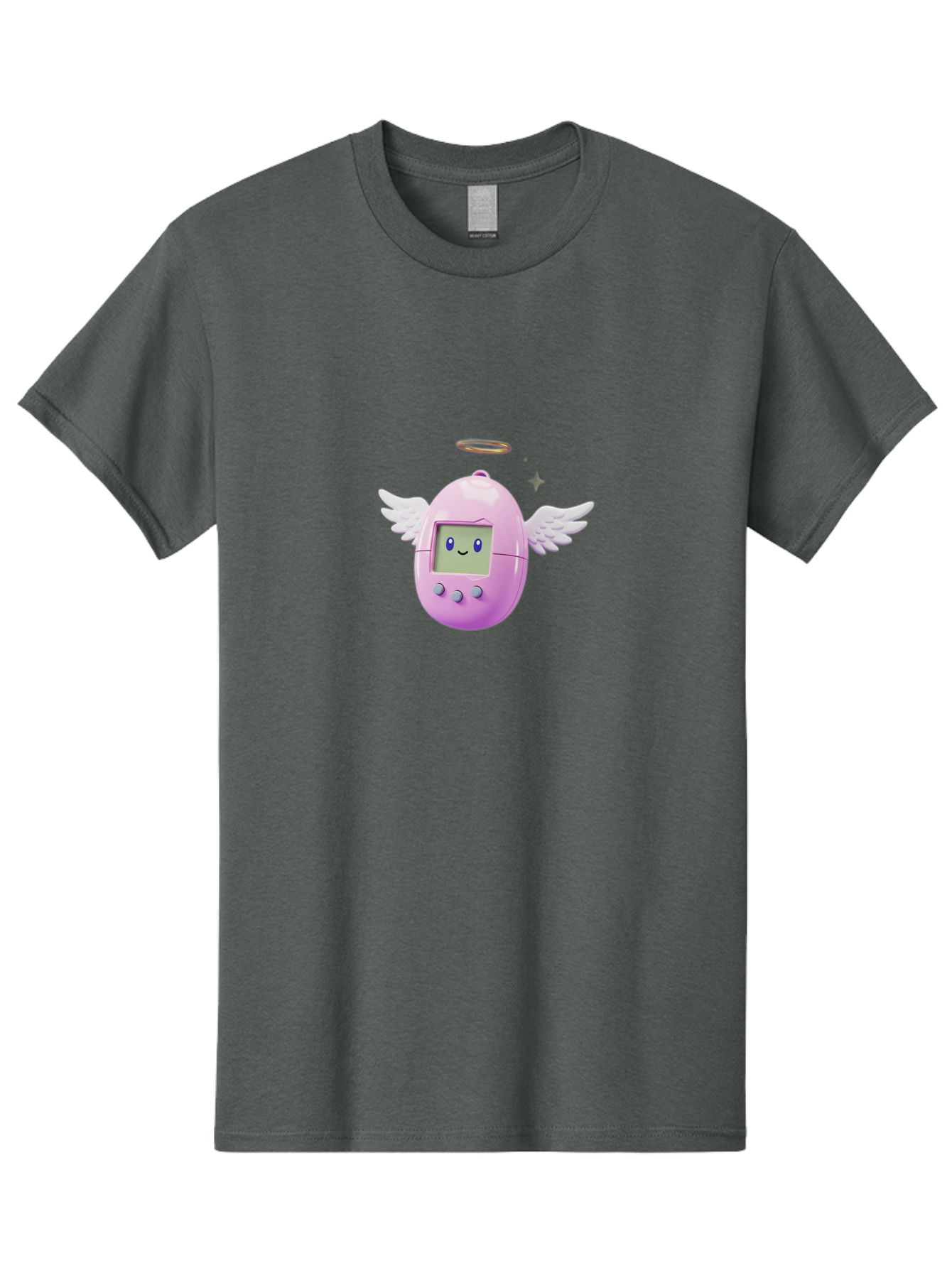 Tamagotchi-5 Men'S Graphic Tee, 100% Cotton, Comfortable Casual Summer Wear, Machine Washable, Tamagotchi With Wings, Cartoon Character, Pink Digital Pet, Smiley Face, Cute Design, Retro Toy, Nostalgic Feel, Adorable, Digital Creature Bab499