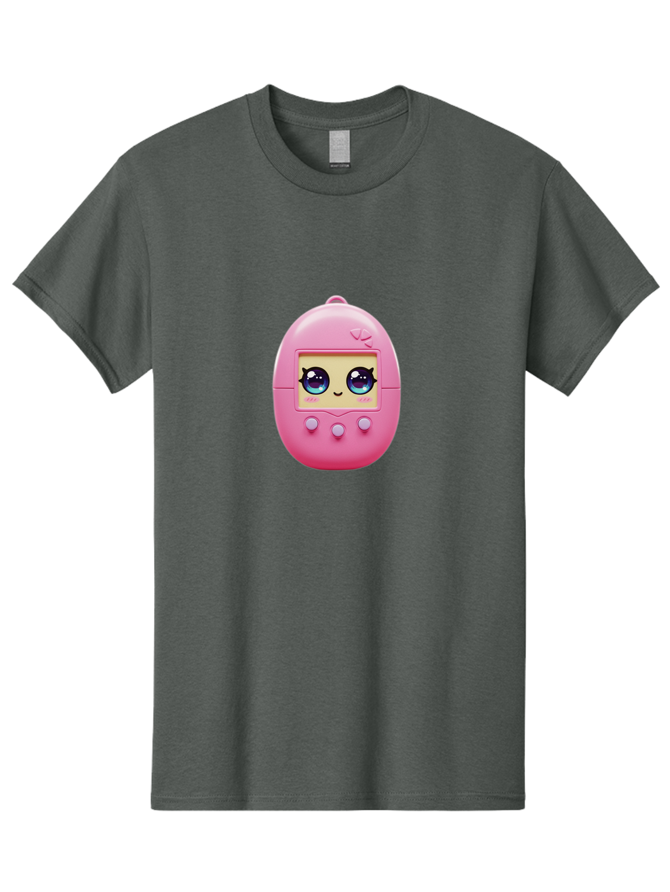 Tamagotchi-6 Men'S Graphic Tee, 100% Cotton, Comfortable Casual Summer Wear, Machine Washable, Pink Digital Pet, Cartoon Eyes, Kawaii Character, Nostalgia, Retro Gaming, Digital Creature Bab500