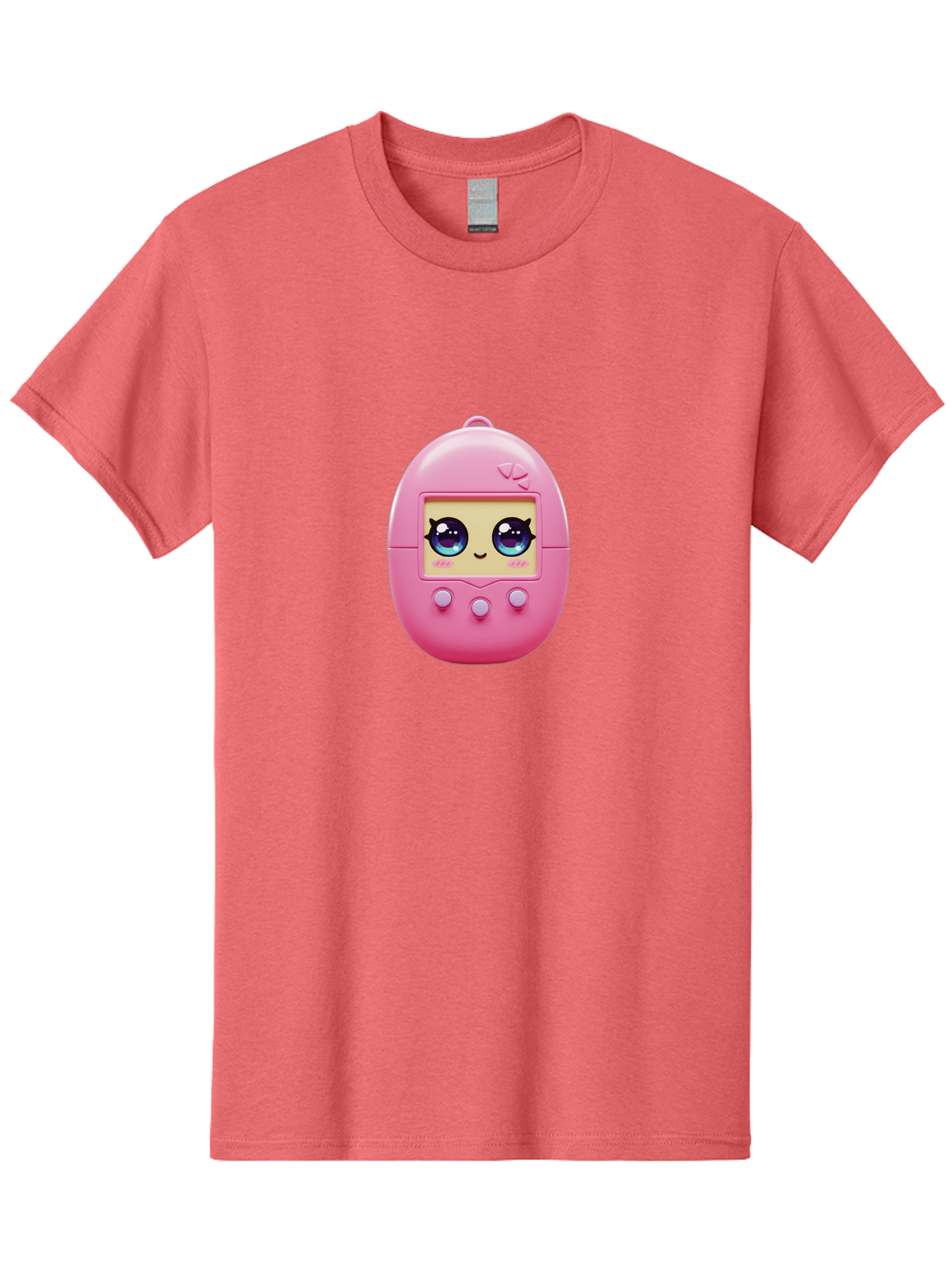Tamagotchi-6 Men'S Graphic Tee, 100% Cotton, Comfortable Casual Summer Wear, Machine Washable, Pink Digital Pet, Cartoon Eyes, Kawaii Character, Nostalgia, Retro Gaming, Digital Creature Bab500