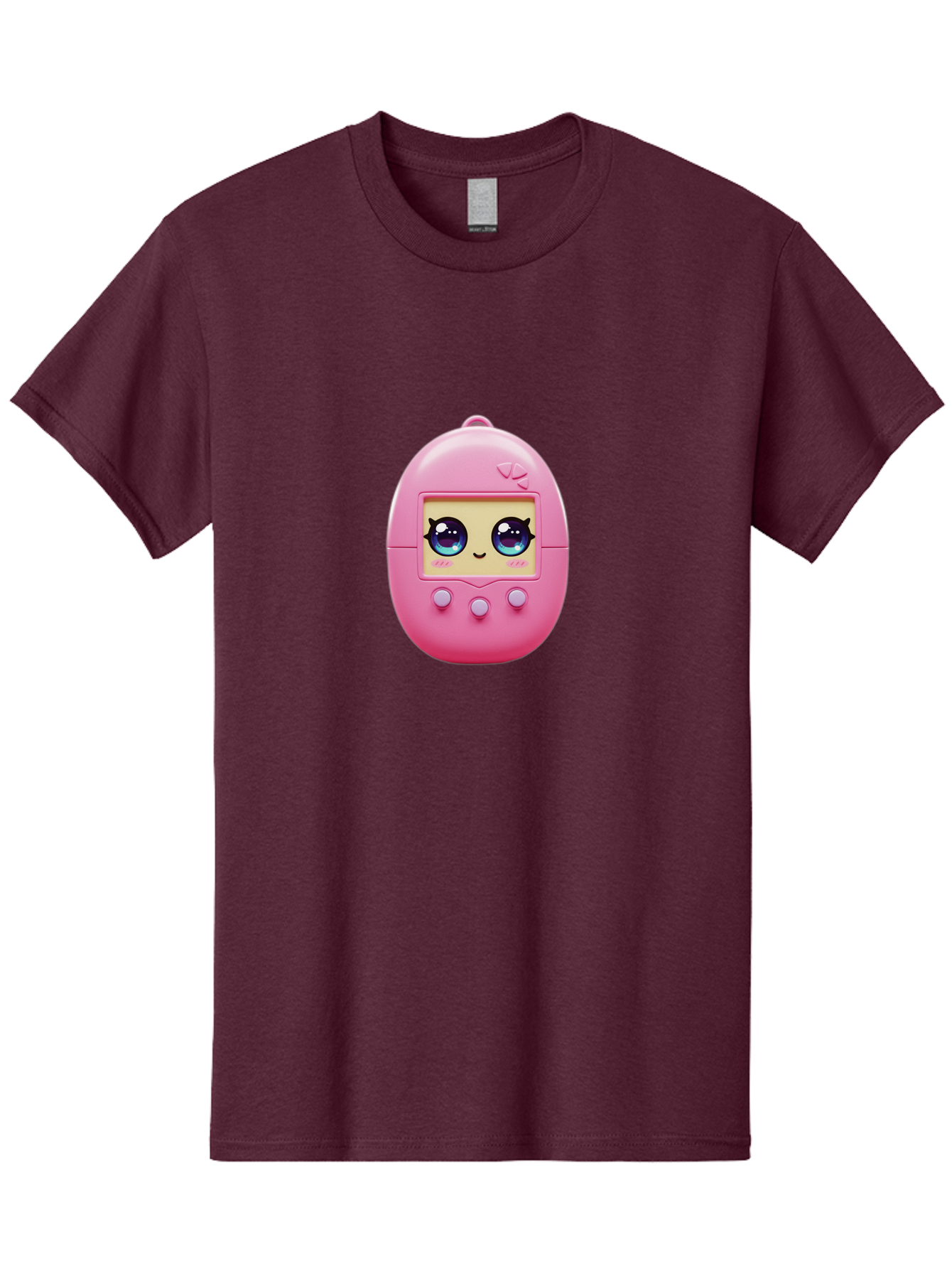 Tamagotchi-6 Men'S Graphic Tee, 100% Cotton, Comfortable Casual Summer Wear, Machine Washable, Pink Digital Pet, Cartoon Eyes, Kawaii Character, Nostalgia, Retro Gaming, Digital Creature Bab500