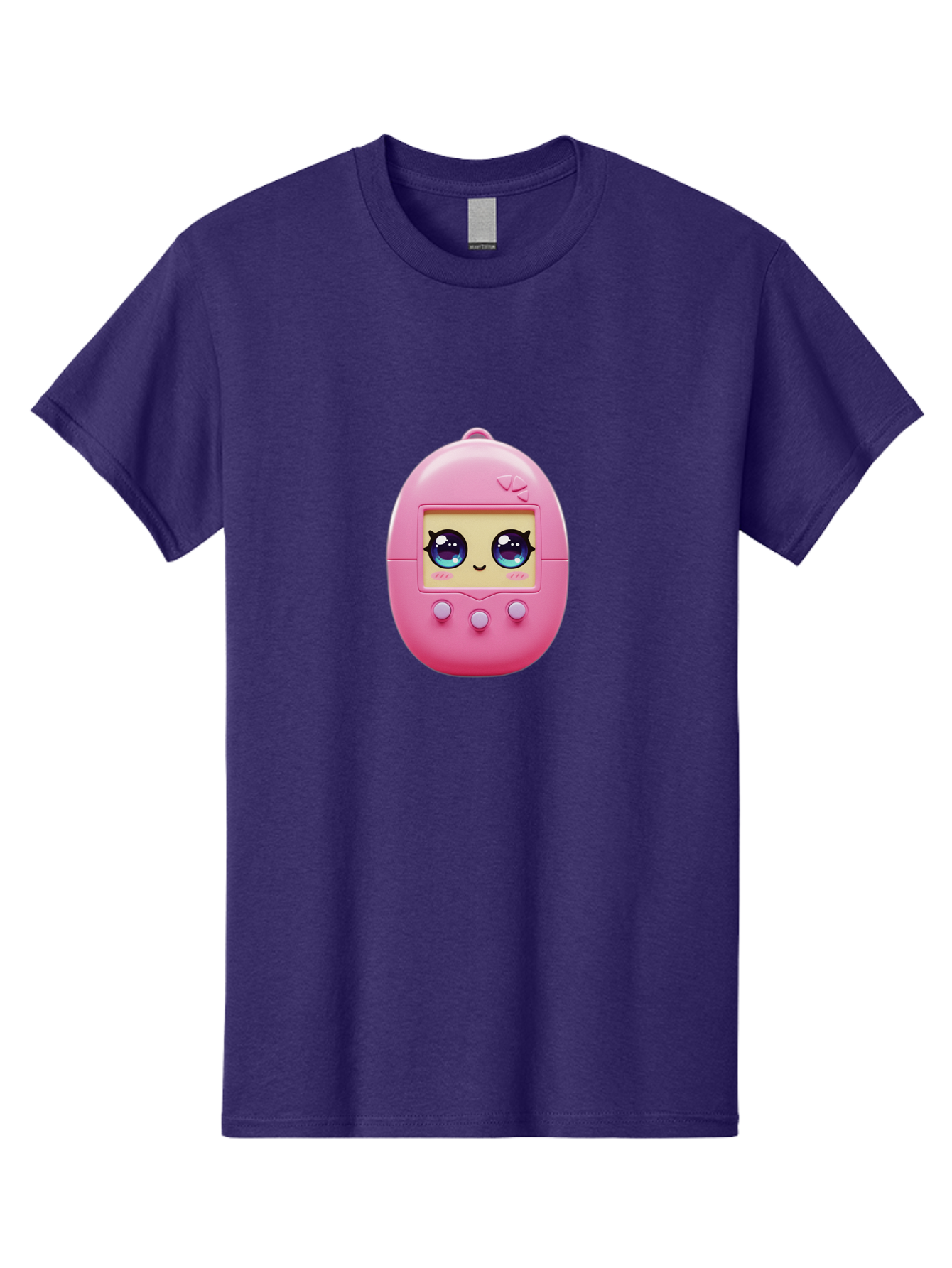 Tamagotchi-6 Men'S Graphic Tee, 100% Cotton, Comfortable Casual Summer Wear, Machine Washable, Pink Digital Pet, Cartoon Eyes, Kawaii Character, Nostalgia, Retro Gaming, Digital Creature Bab500
