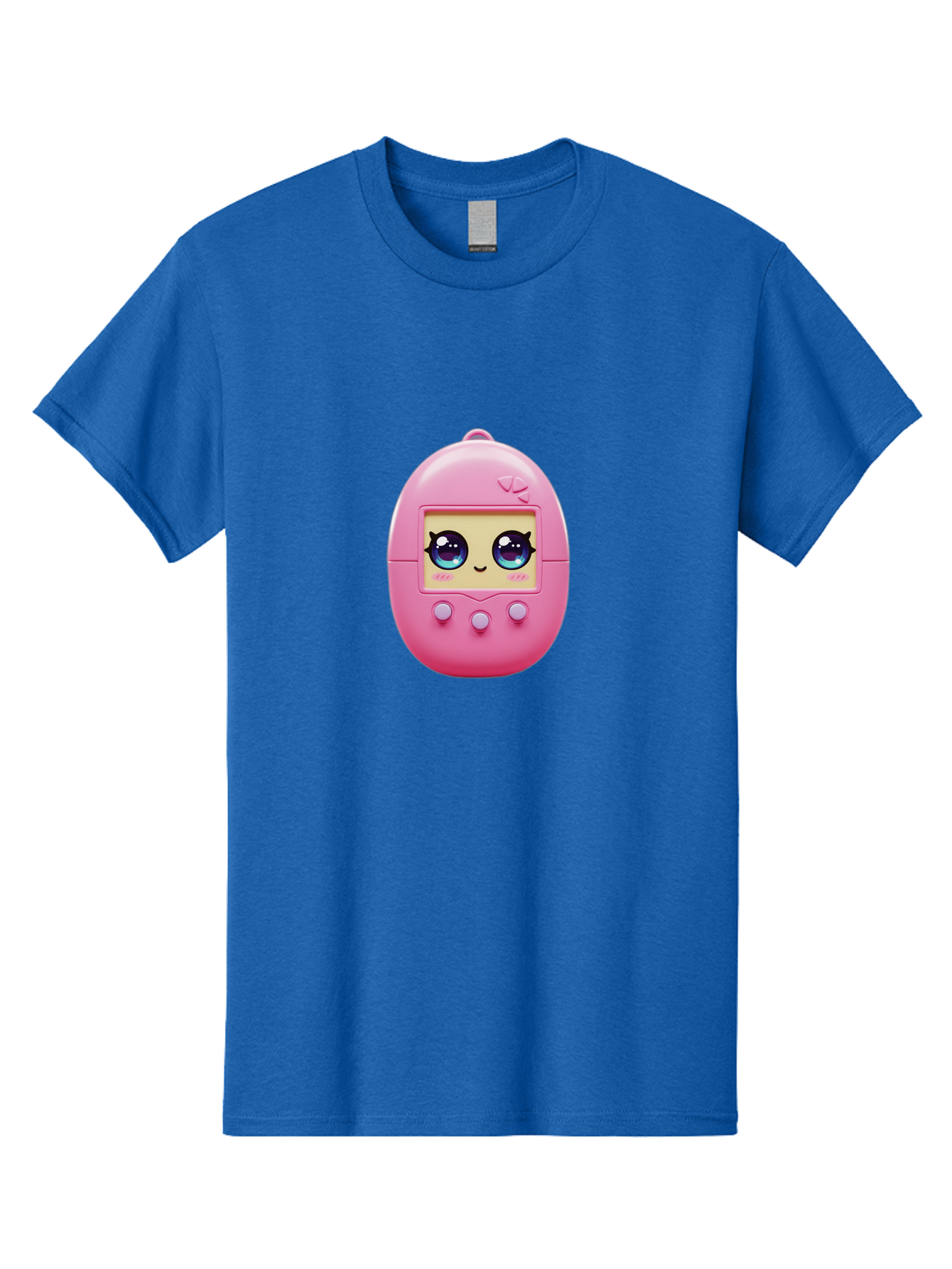 Tamagotchi-6 Men'S Graphic Tee, 100% Cotton, Comfortable Casual Summer Wear, Machine Washable, Pink Digital Pet, Cartoon Eyes, Kawaii Character, Nostalgia, Retro Gaming, Digital Creature Bab500
