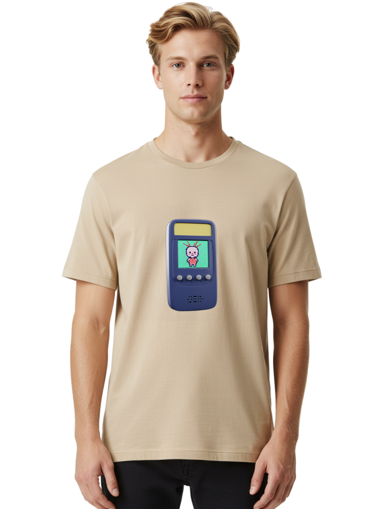 Tamagotchi Men'S Graphic Tee, 100% Cotton, Comfortable Casual Summer Wear, Machine Washable, Retro Digital Pet, Pixel Art, Vintage Toy, Nostalgic Technology, Handheld Game, Digital Creature, 90S Nostalgia Bab505