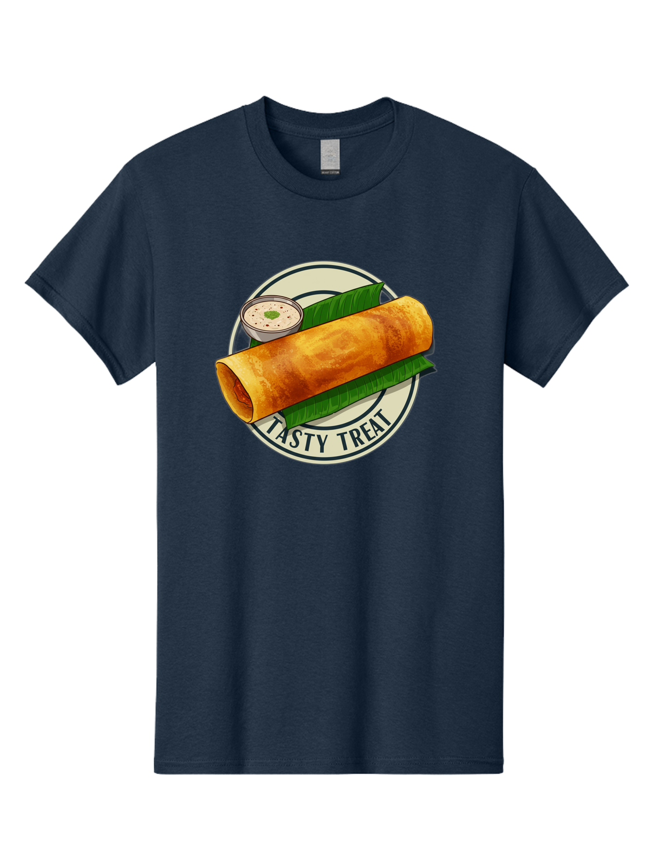 Tasty-Treat-1 Men'S Graphic Tee, 100% Cotton, Comfortable Casual Summer Wear, Machine Washable, South Indian Cuisine, Dosa, Crepe, Chutney, Traditional Indian Food, Tasty Dosa, Indian Crepe, Fermented Rice And Lentil Batter, Crispy Dosa, Bab508
