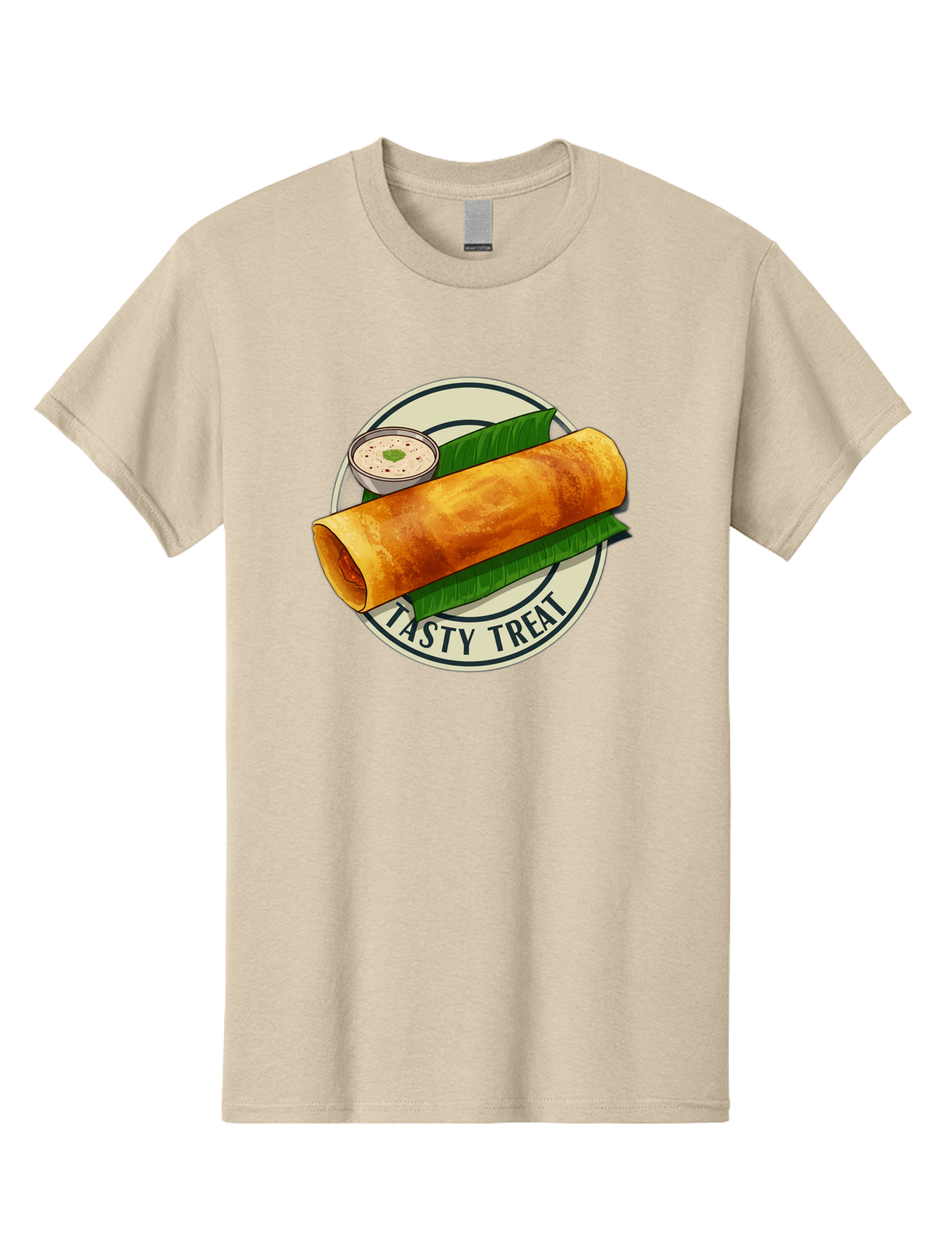 Tasty-Treat-1 Men'S Graphic Tee, 100% Cotton, Comfortable Casual Summer Wear, Machine Washable, South Indian Cuisine, Dosa, Crepe, Chutney, Traditional Indian Food, Tasty Dosa, Indian Crepe, Fermented Rice And Lentil Batter, Crispy Dosa, Bab508