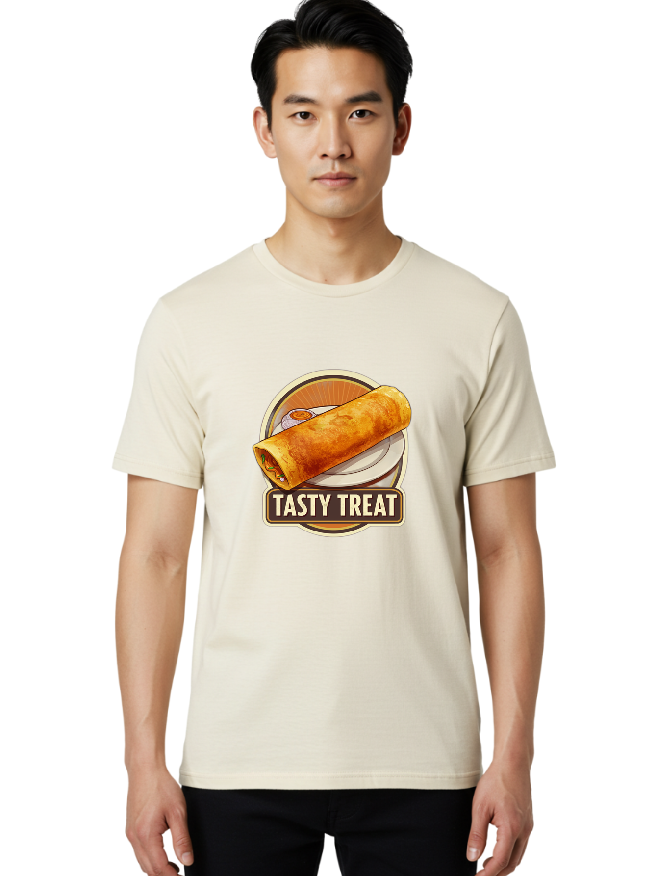 Tasty-Treat-10 Men'S Graphic Tee, 100% Cotton, Comfortable Casual Summer Wear, Machine Washable, Crispy Dosa, Savory Crepe, Indian Cuisine, Street Food, Tasty Treat, Foodie Delight, Authentic Flavors, Cultural Heritage Bab509